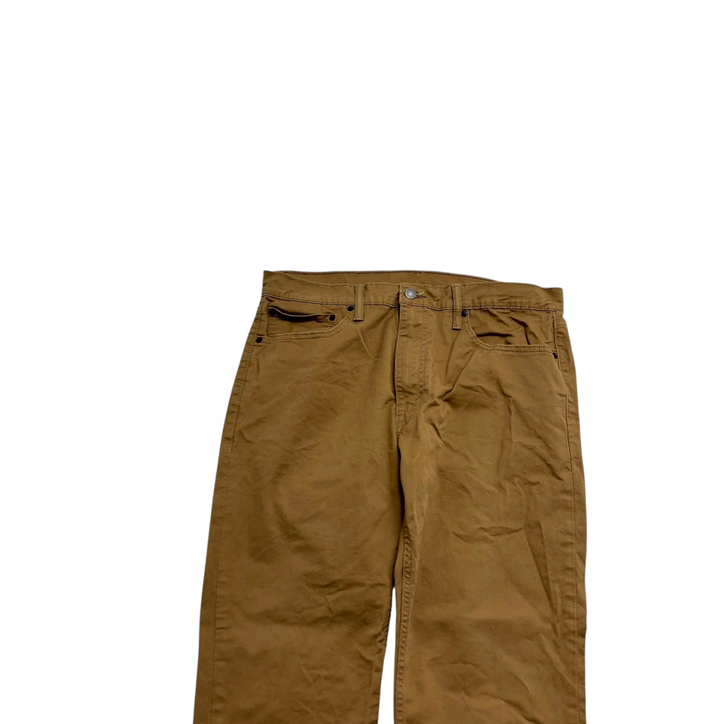 Levis 502 Trousers W36 L28 Mens Tan Regular Tapered Fit Stretch Pants (E)