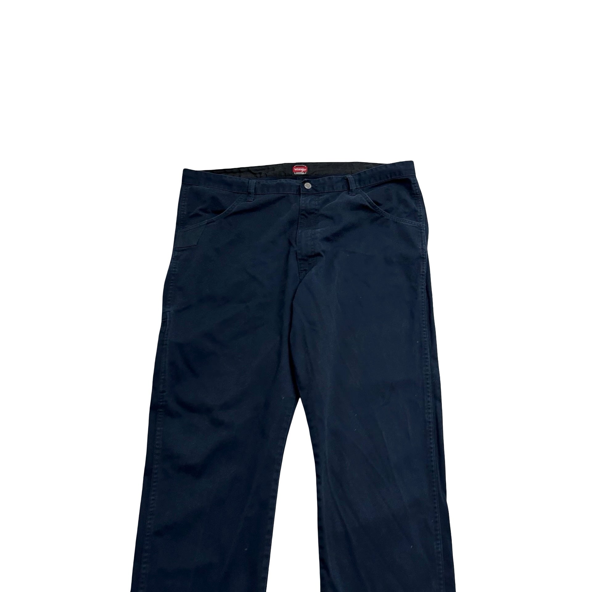 Wrangler Trousers W42 L32 Mens Navy Blue Relaxed Straight Fit Pants (E)