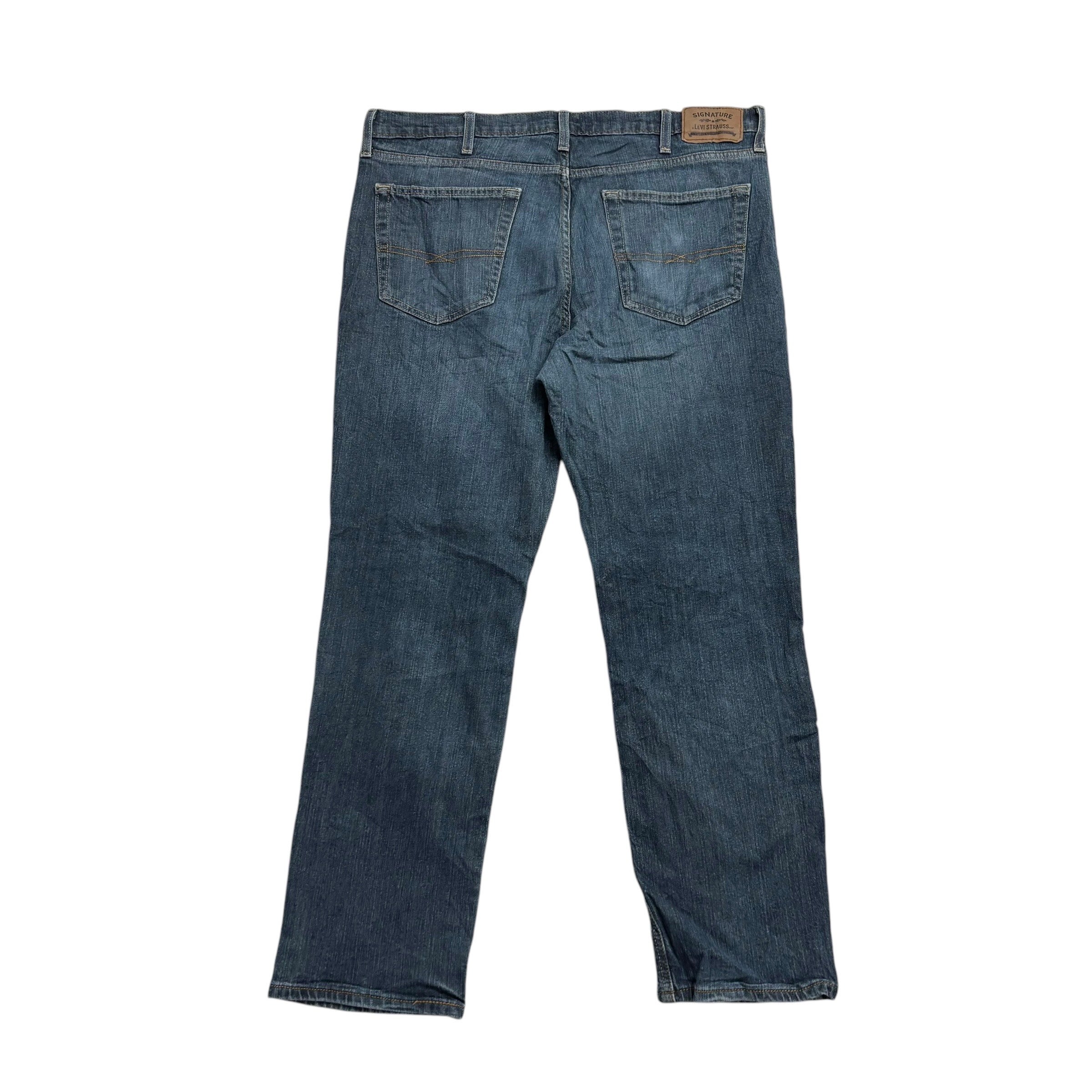 Levis Signature Jeans W38 L31 Mens Dark Blue Athletic Tapered Stretch Denim (E)