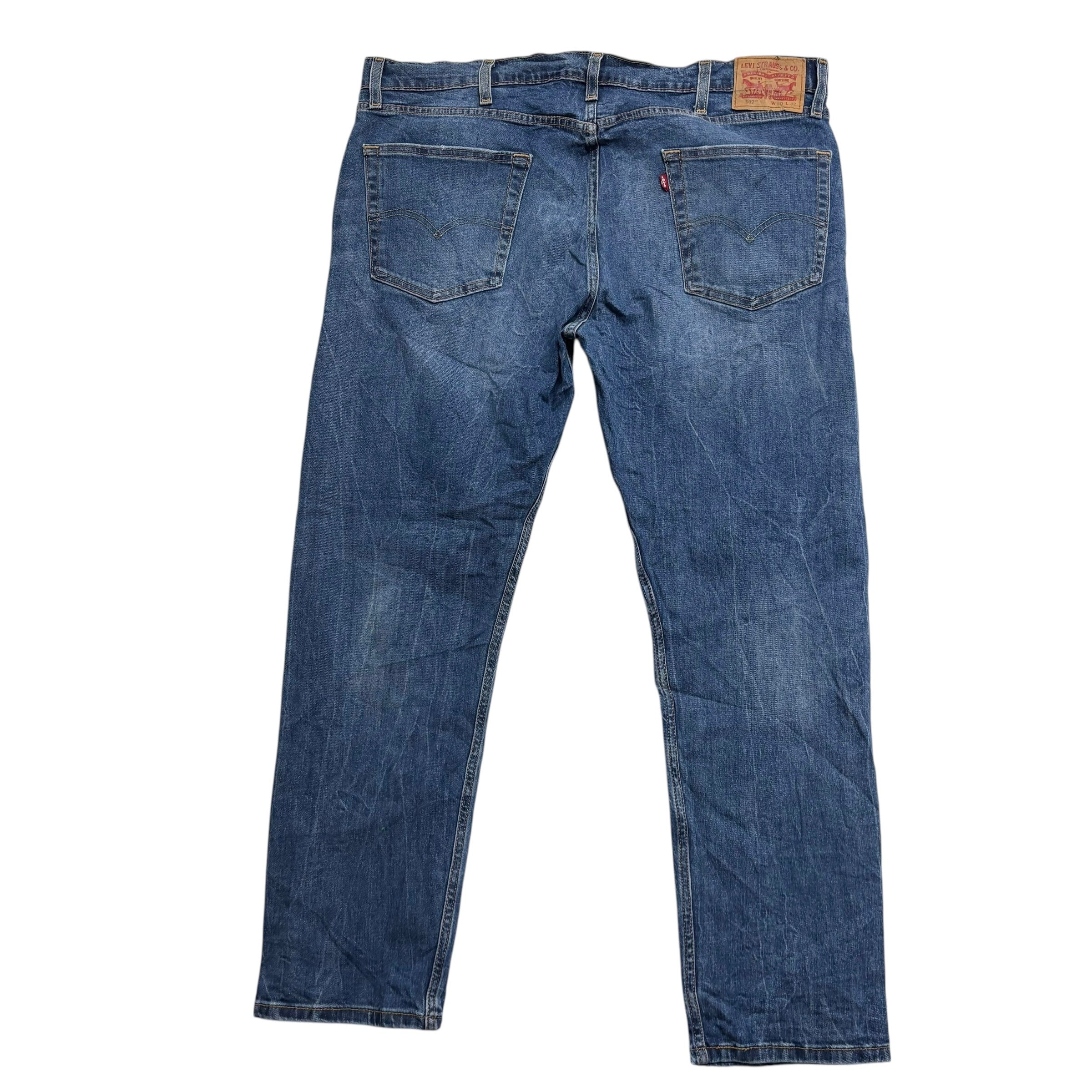 Levis 502 Jeans W40 L30 Mens Mid Blue Regular Tapered Fit Stretch Denim (E)
