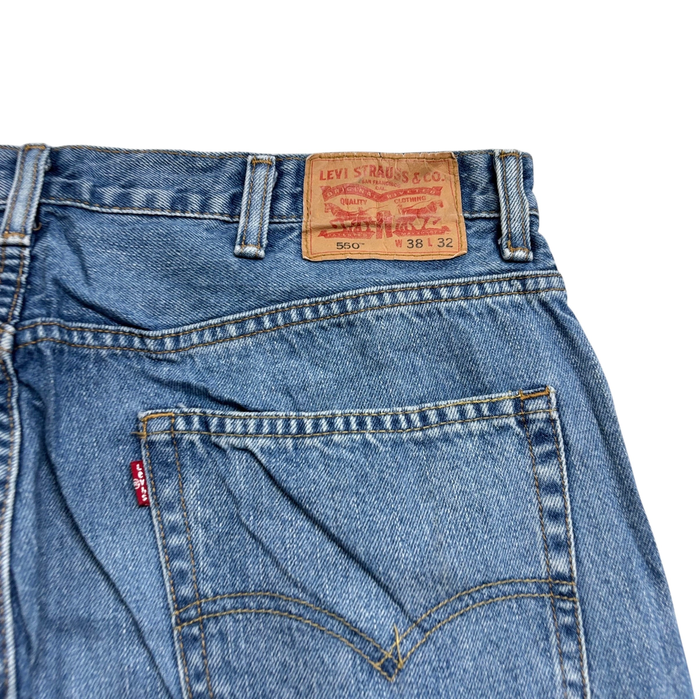 Levis 550 Jeans W38 L32 Mens Light Blue Baggy Relaxed Straight Fit Denim (E)