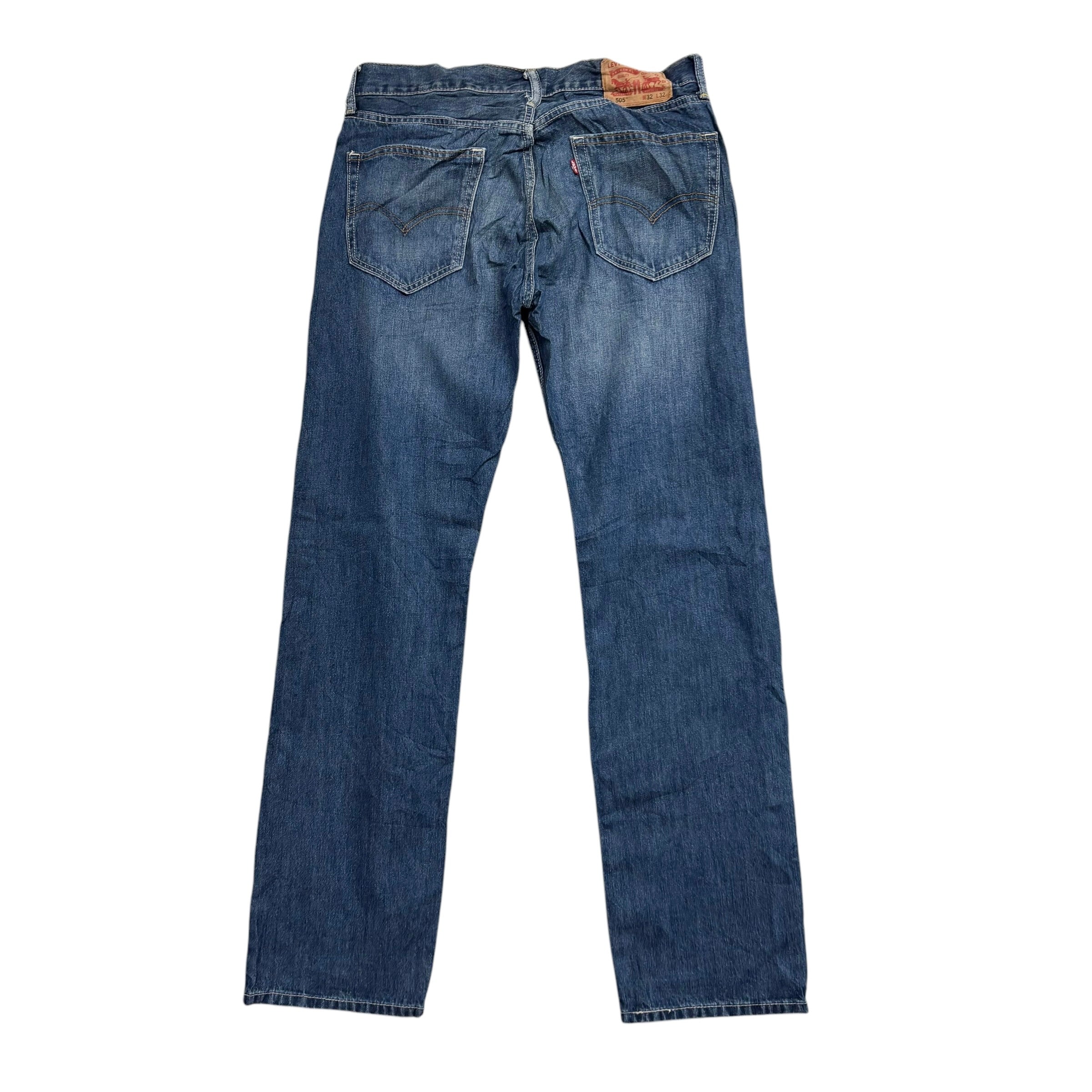 Levis 505 Jeans W33 L32 Mens Mid Blue Regular Straight Fit Vintage Denim