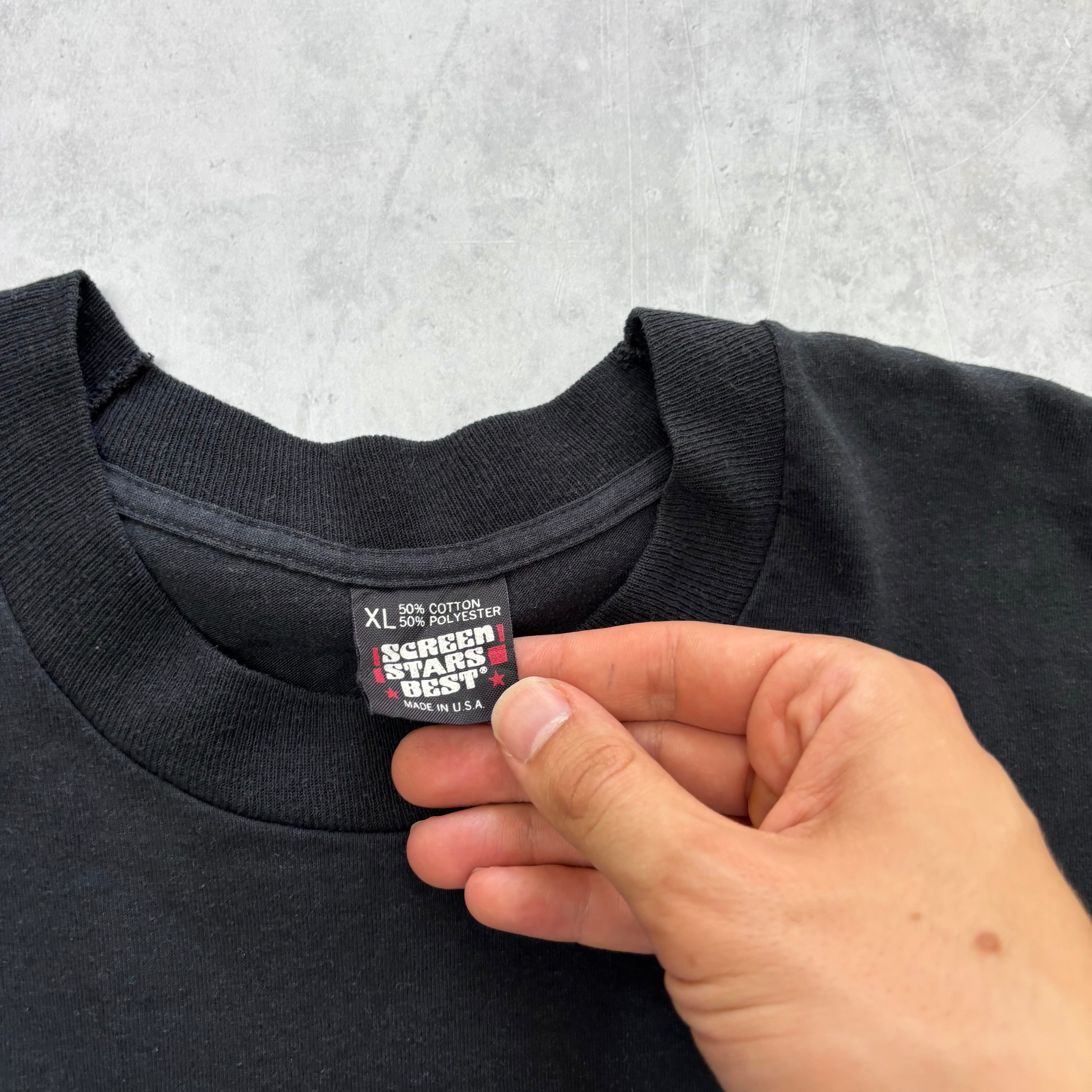 Vintage T Shirt Mens Large Black Single Stitch Graphic Print 90s USA (E)