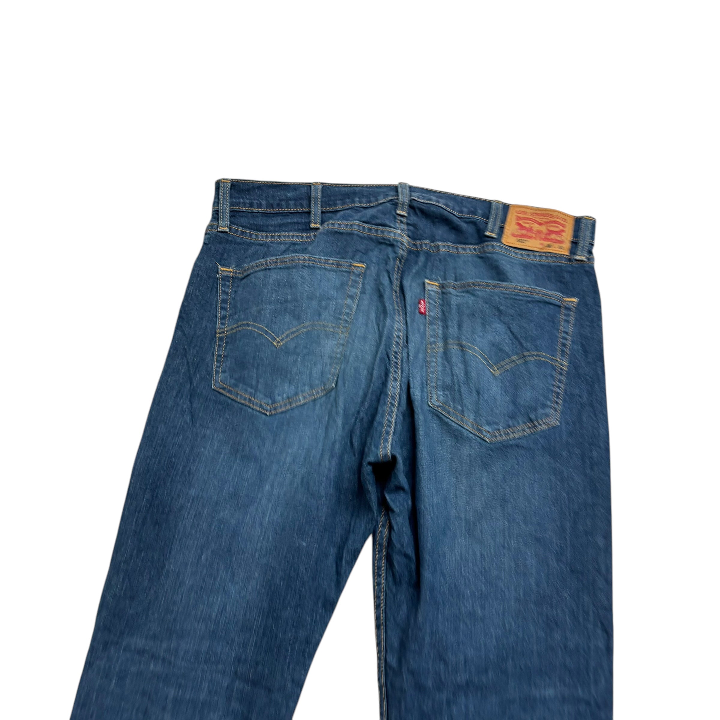 Levis 502 Jeans W38 L29 Mens Dark Blue Regular Tapered Fit Stretch Denim (E)
