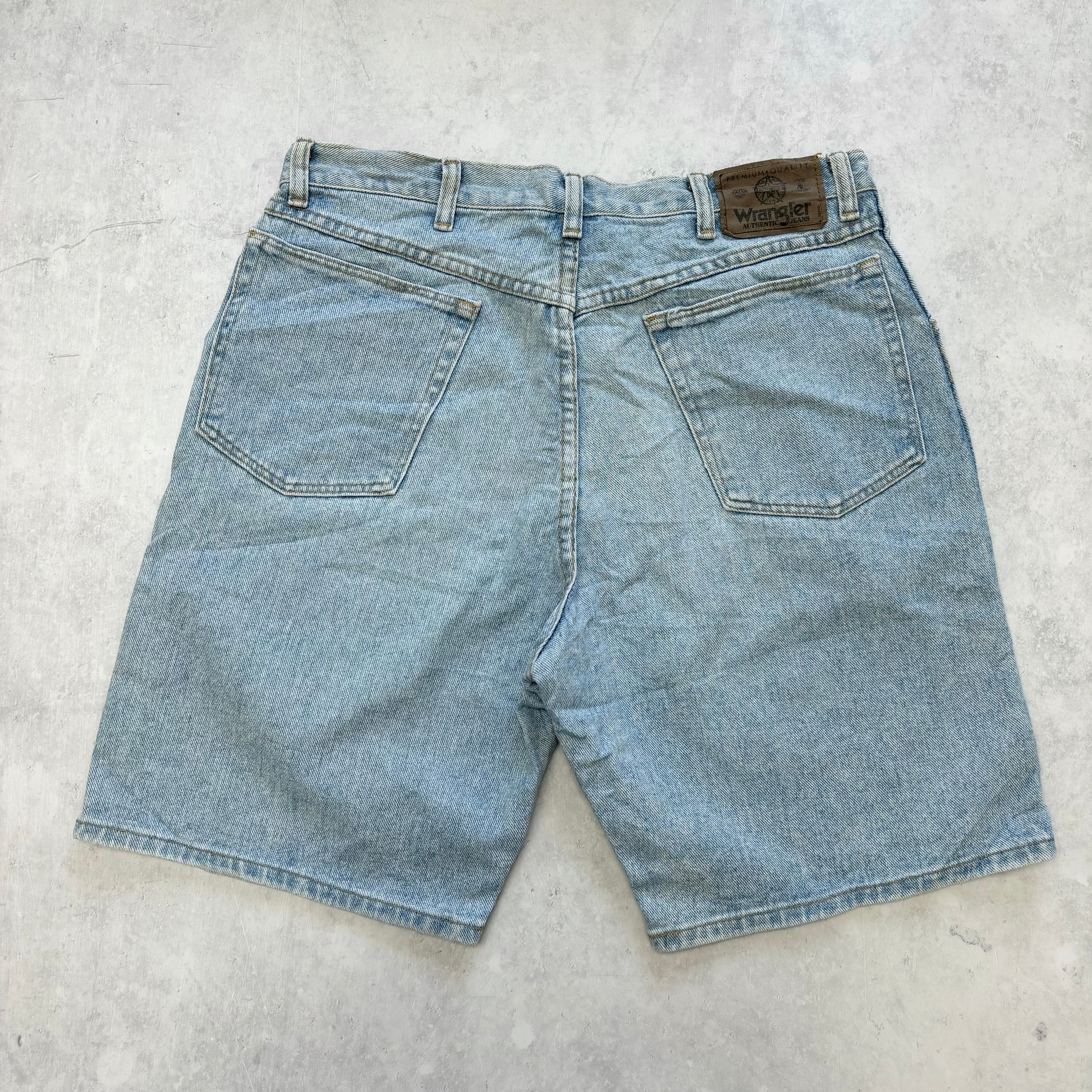 Vintage Wrangler Jorts W34 Mens Denim Shorts Light Blue Regular Fit