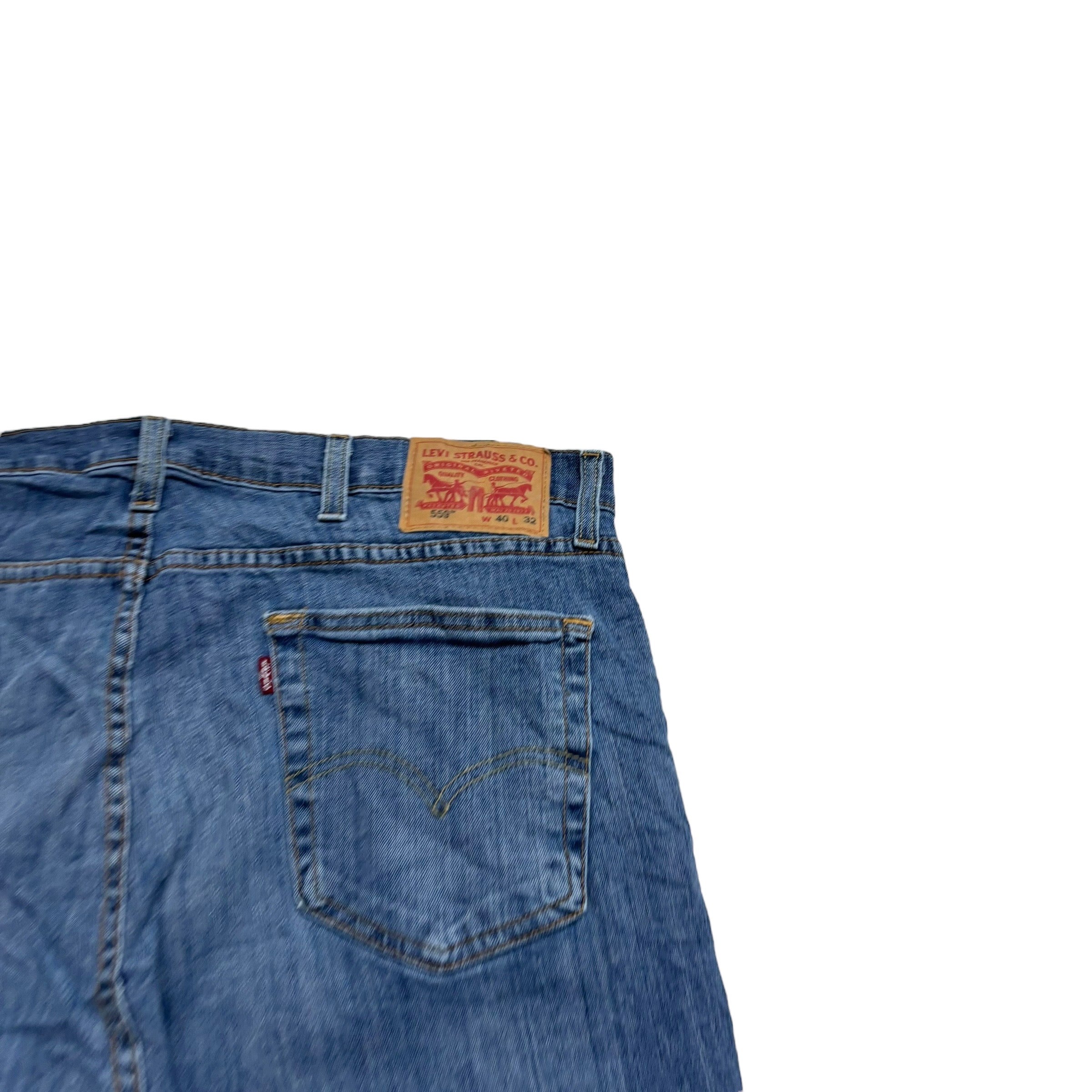 Levis 559 Jeans W40 L32 Mens Mid Blue Regular Straight Fit Stretch Denim (E)