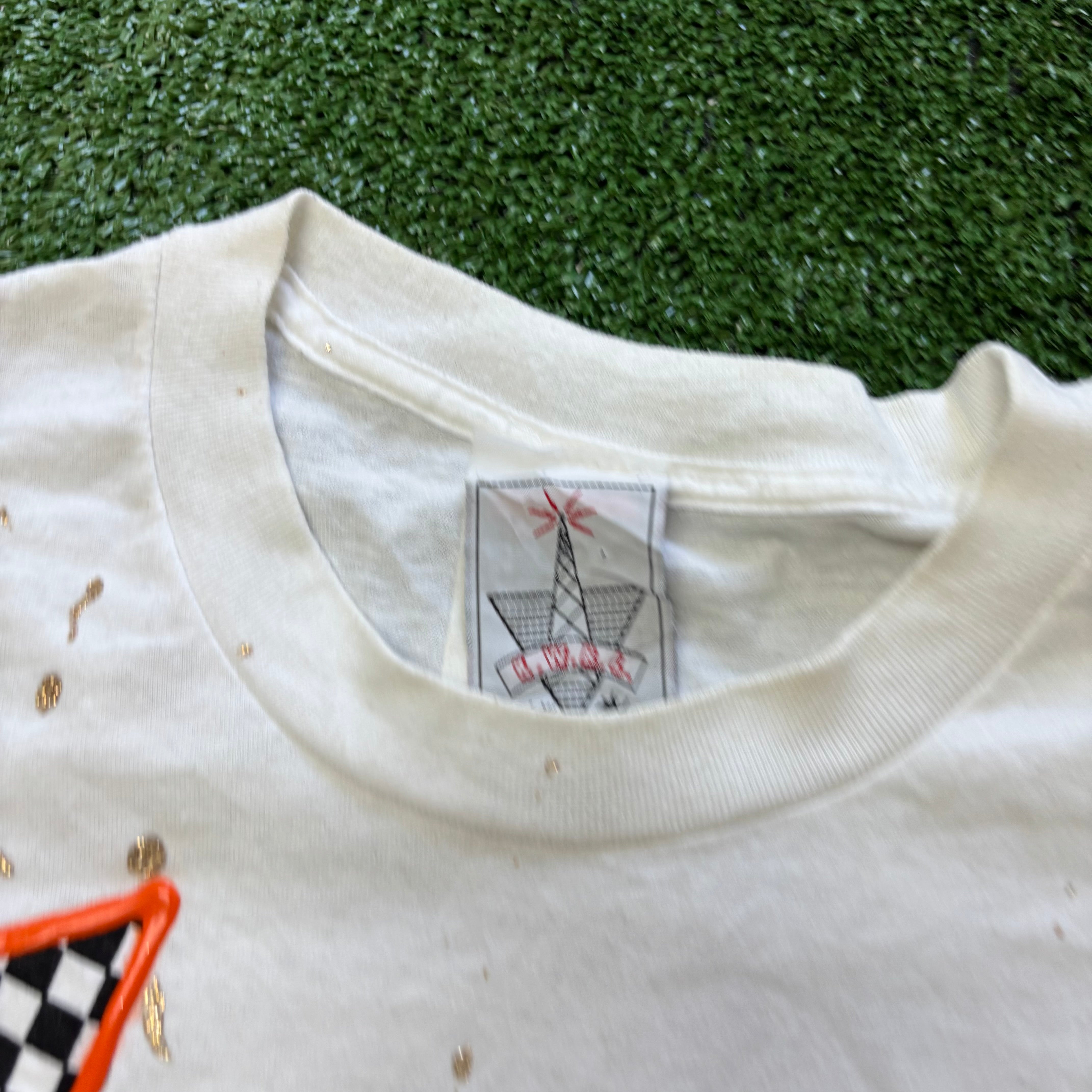 Vintage T Shirt Mens Medium White Single Stitch Graphic Print 90s USA