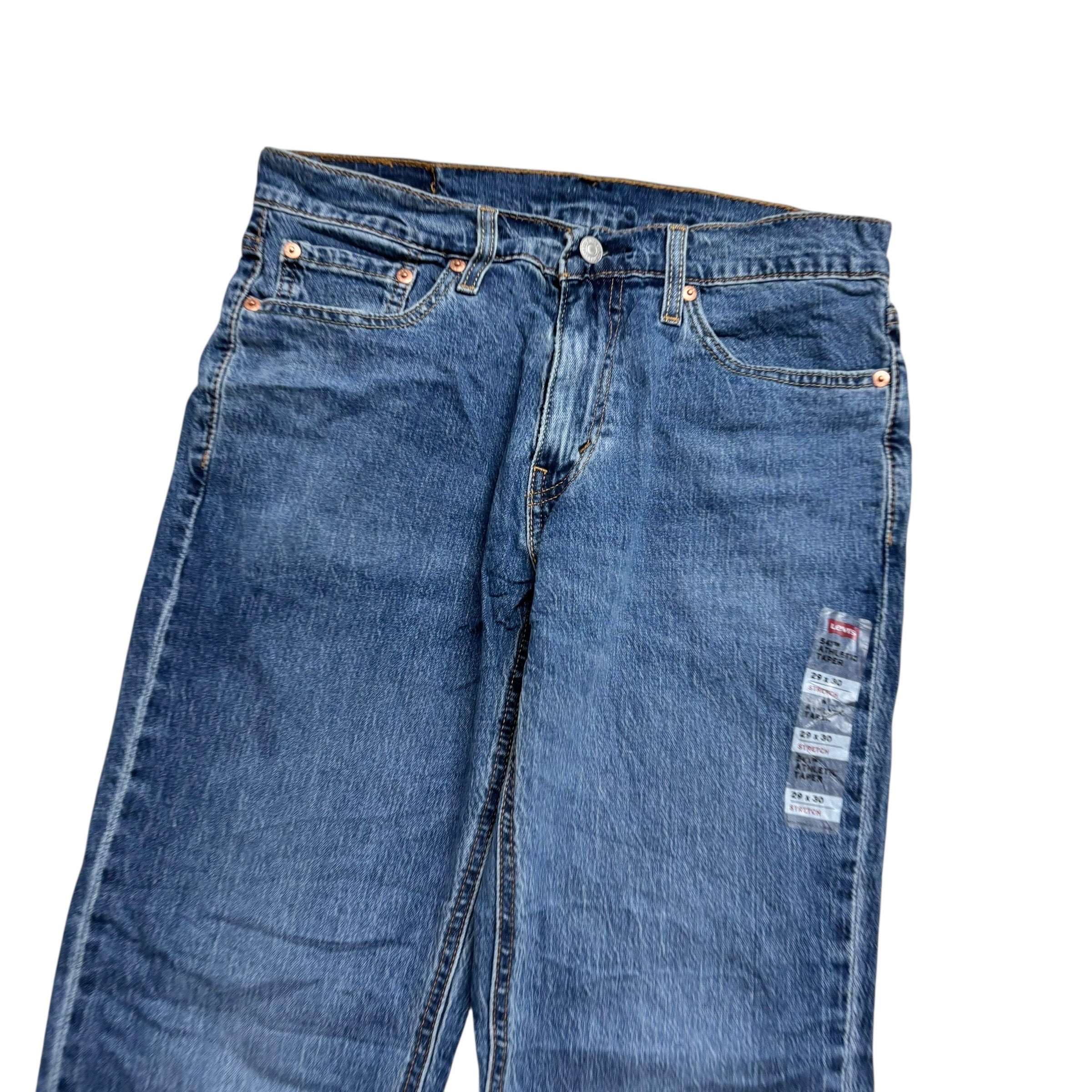 Levis 541 Jeans W29 L30 Mens Mid Blue Athletic Tapered Fit Stretch Denim (E)