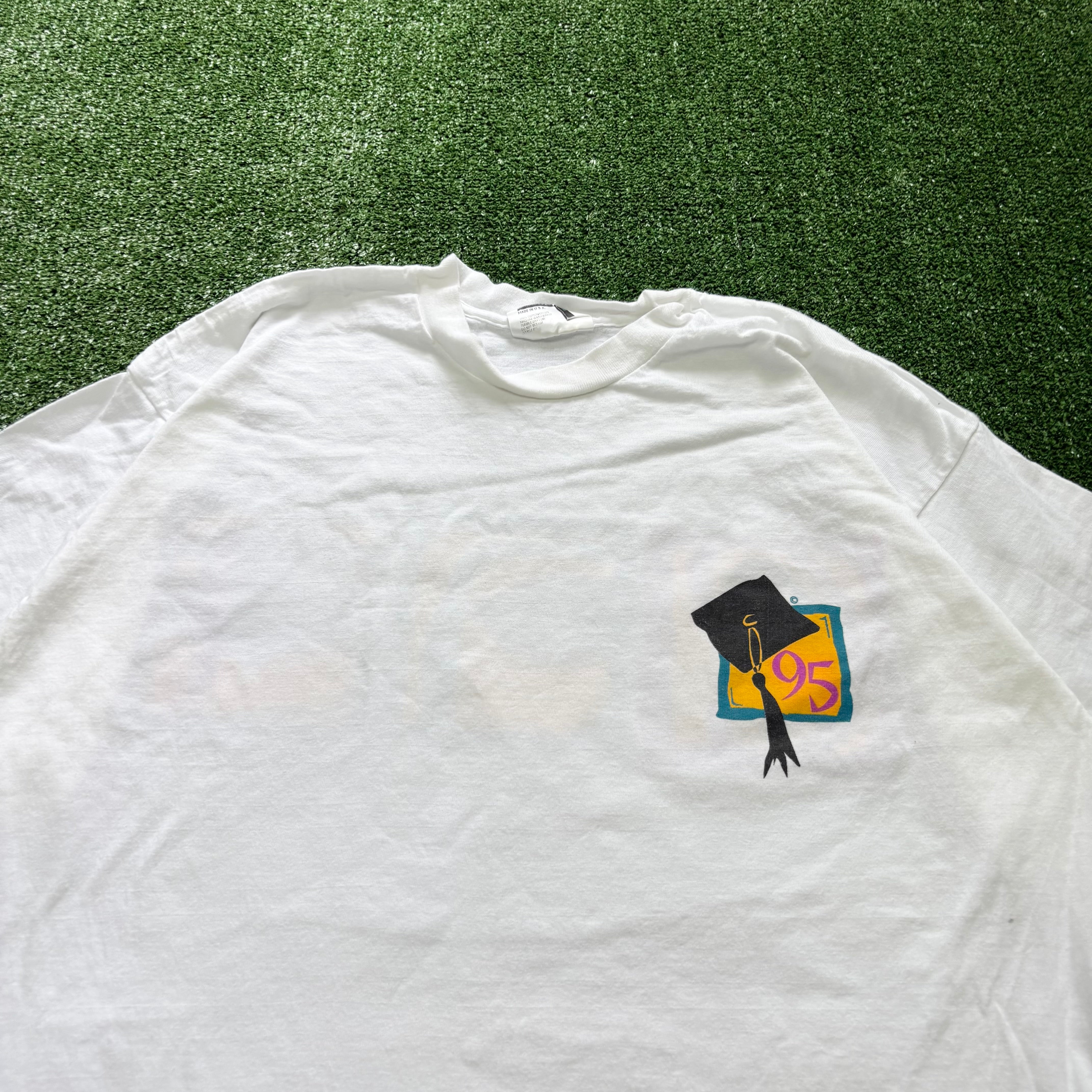 Vintage T Shirt Mens XL White Single Stitch Graphic Print 90s USA (E)