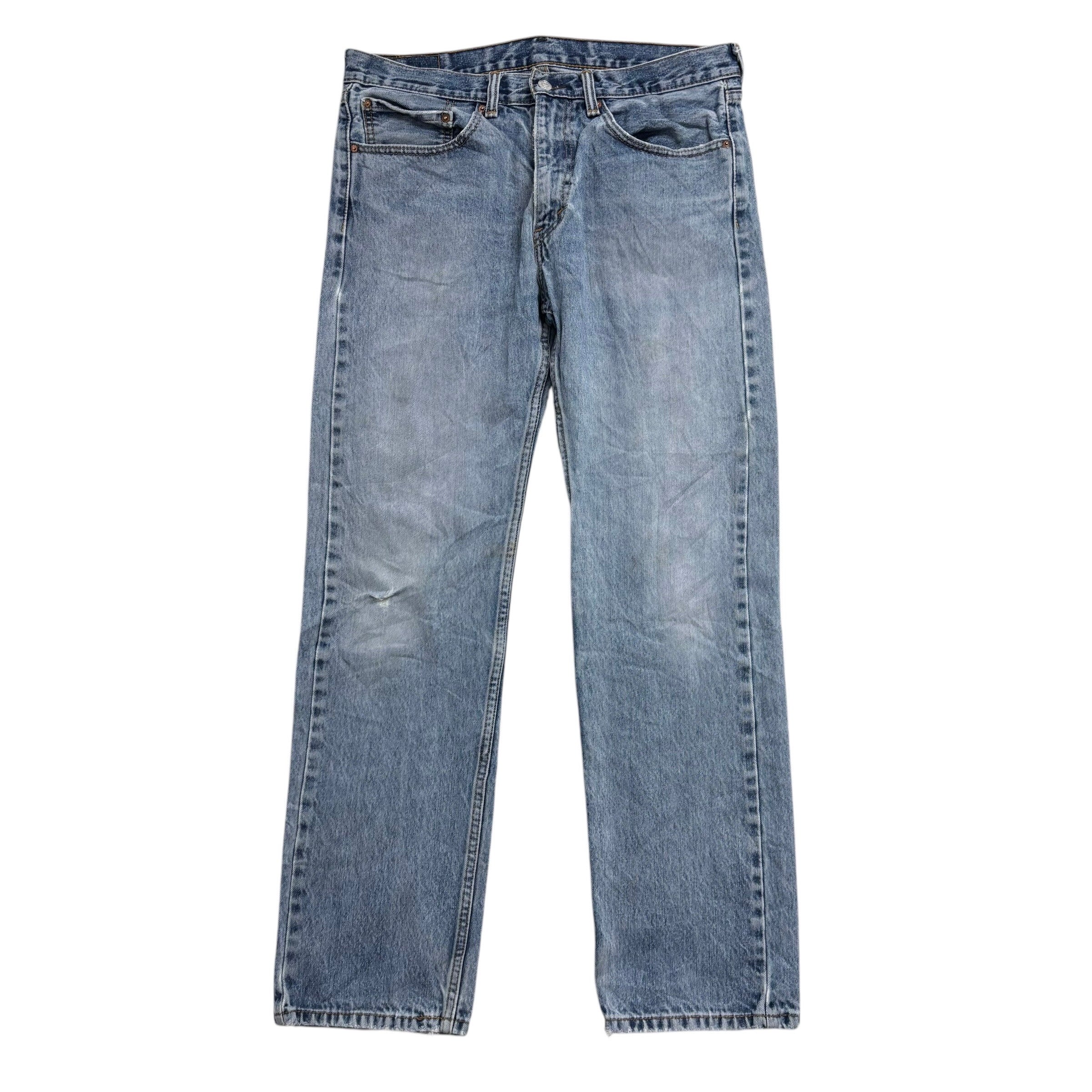 Levis 505 Jeans W34 L32 Mens Light Blue Regular Straight Fit Denim (F)