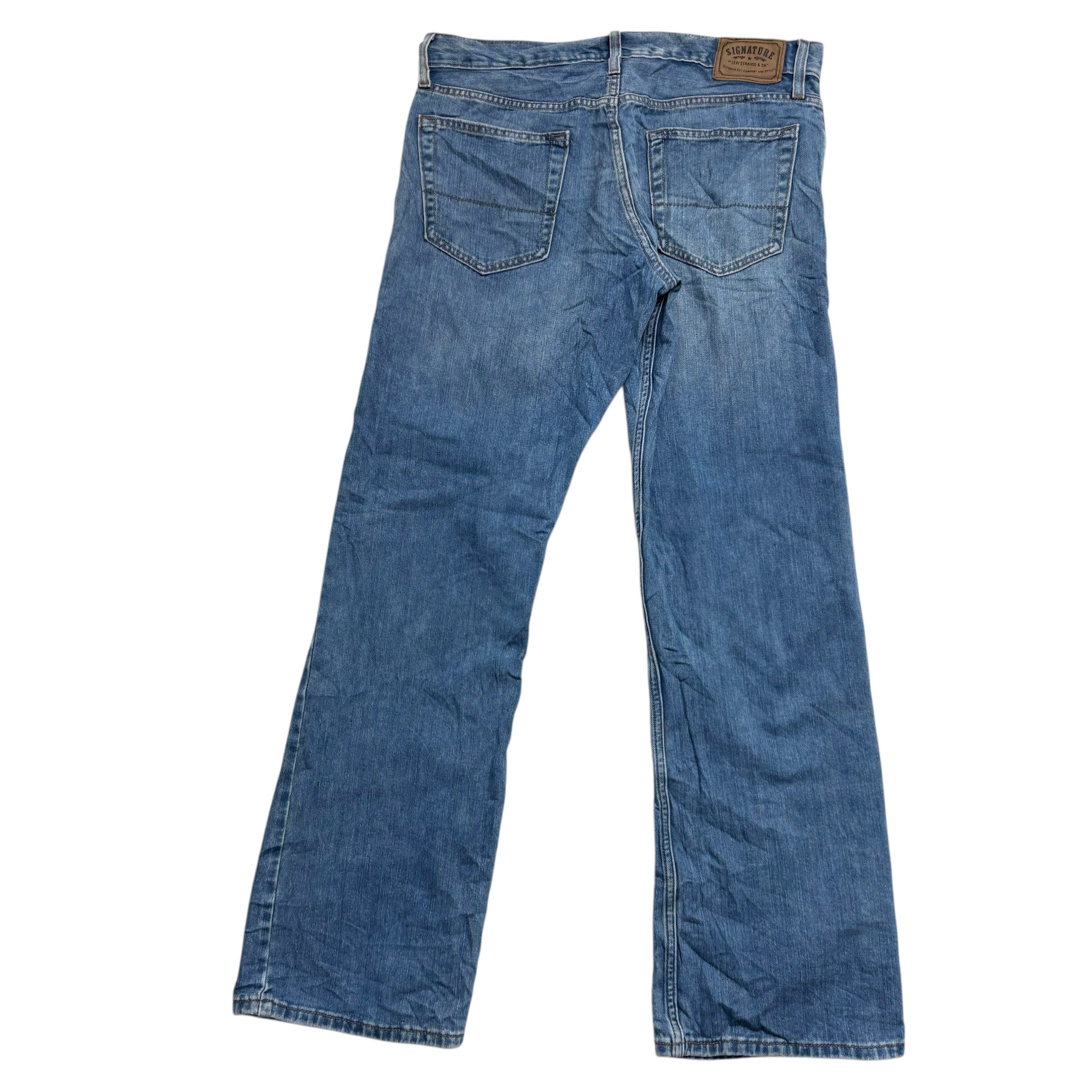 Levis Signature Jeans W36 L34 Mens Mid Blue Regular Bootcut Fit Denim (E)