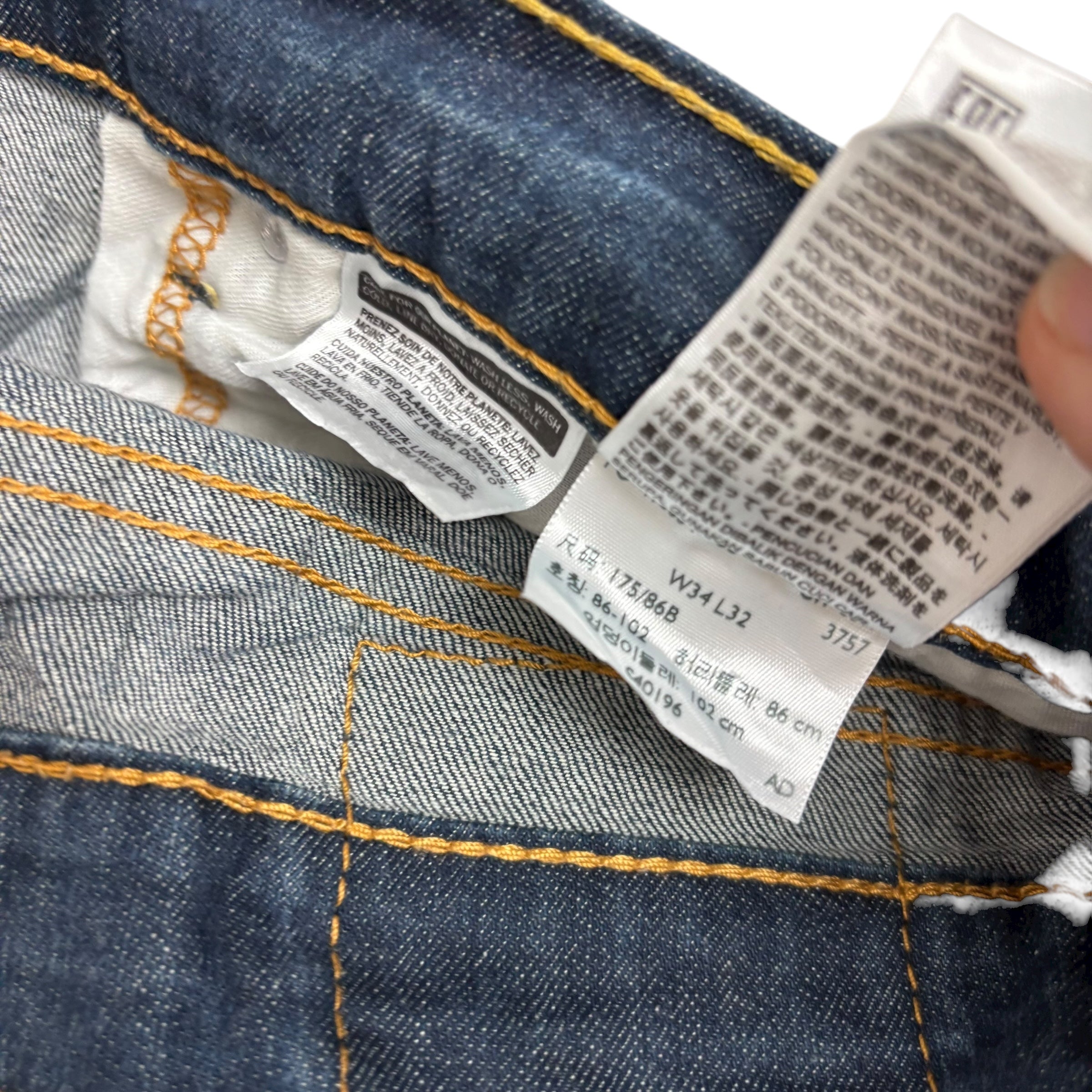 Levis 502 Jeans W34 L30 Mens Dark Blue Regular Tapered Fit Stretch Denim (E)
