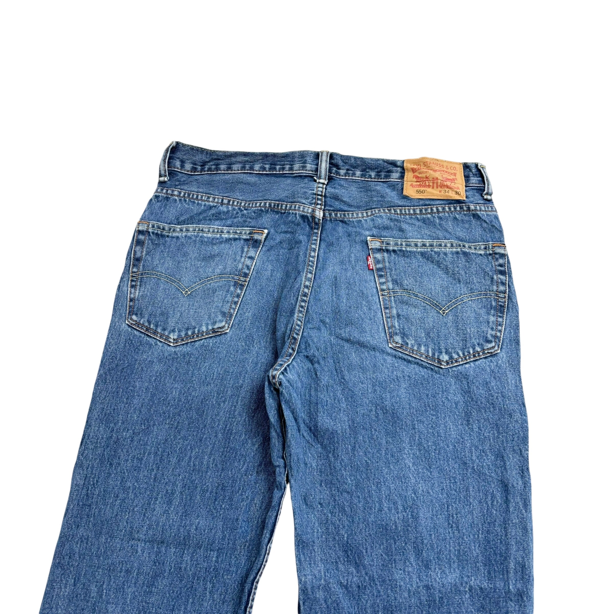 Levis 550 Jeans W34 L29 Mens Mid Blue Baggy Relaxed Straight Fit Denim