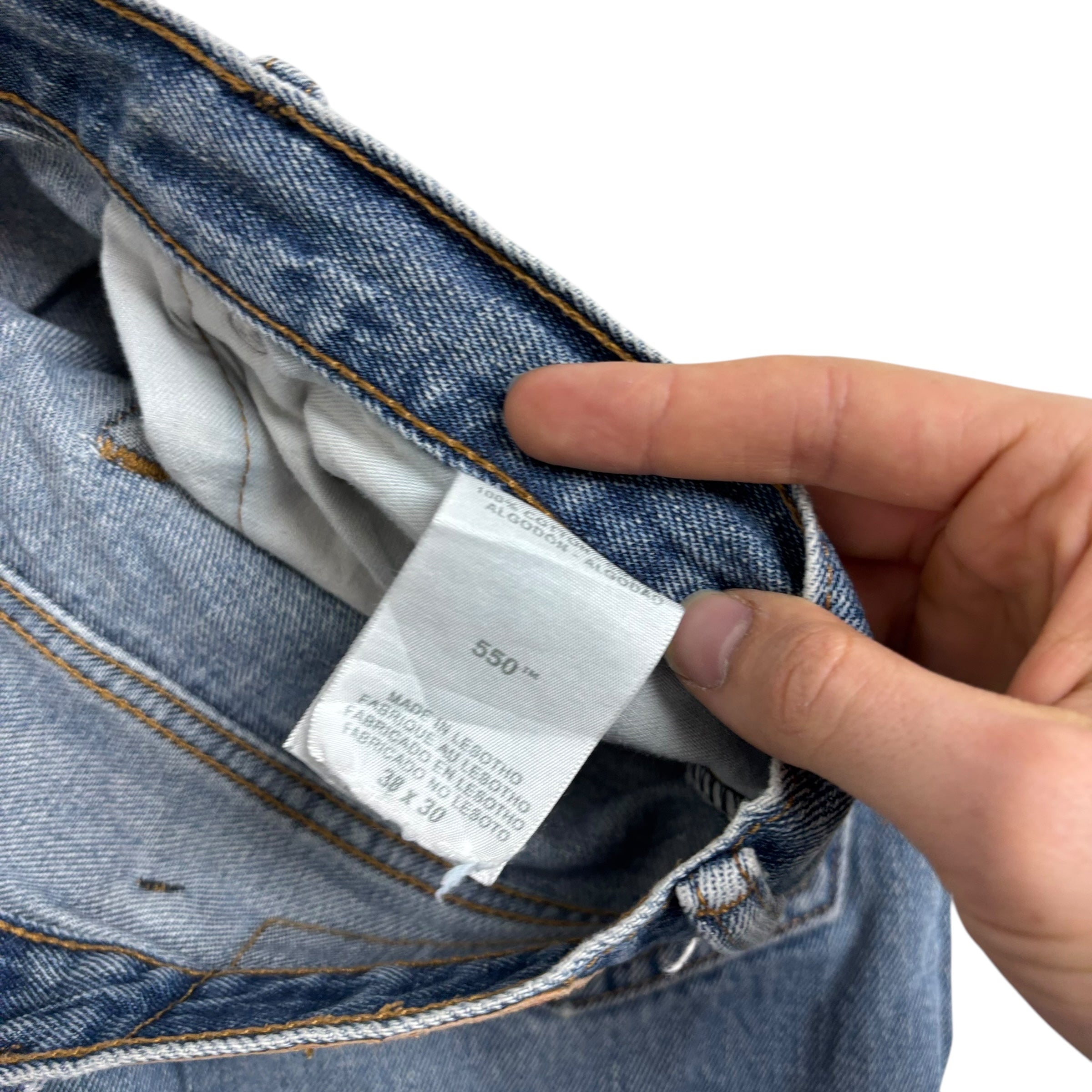 Levis 550 Jeans W38 L30 Mens Light Blue Relaxed Straight Fit Vintage Denim (F)