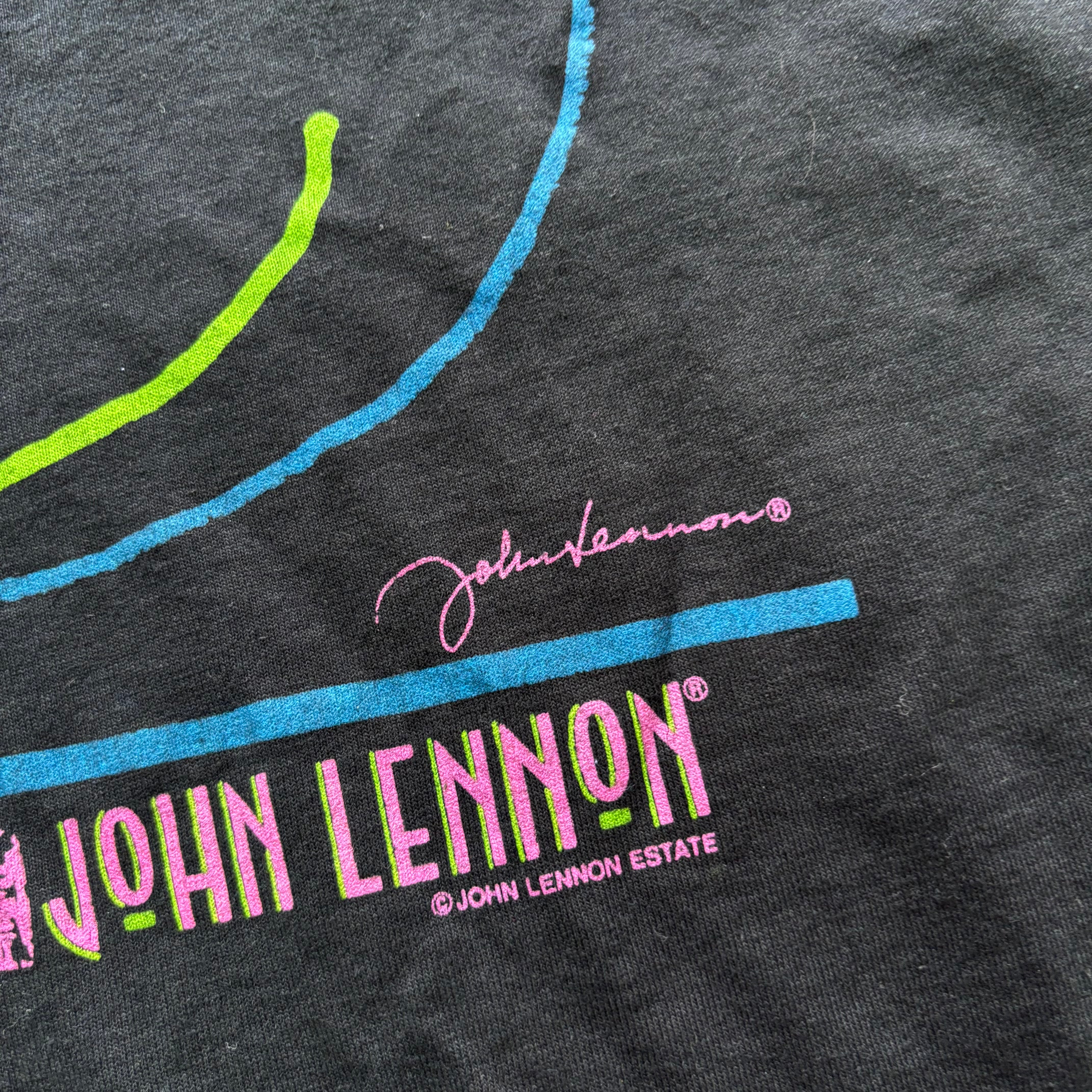 Vintage T Shirt Mens Medium Black Single Stitch Graphic 90s Art John Lennon (E)