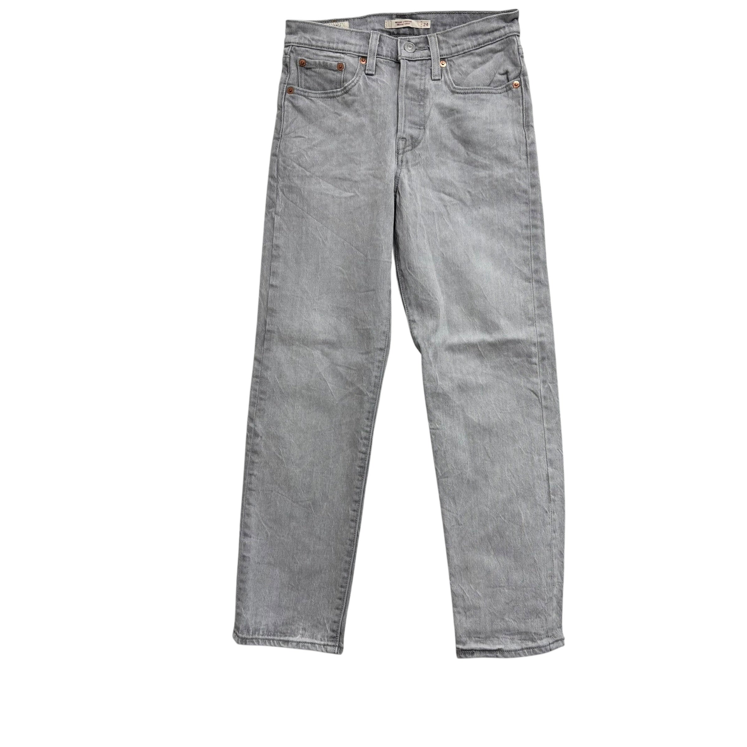 Levis Wedgie Straight Jeans W24 L26 Womens Grey Stretch Premium Denim (E)