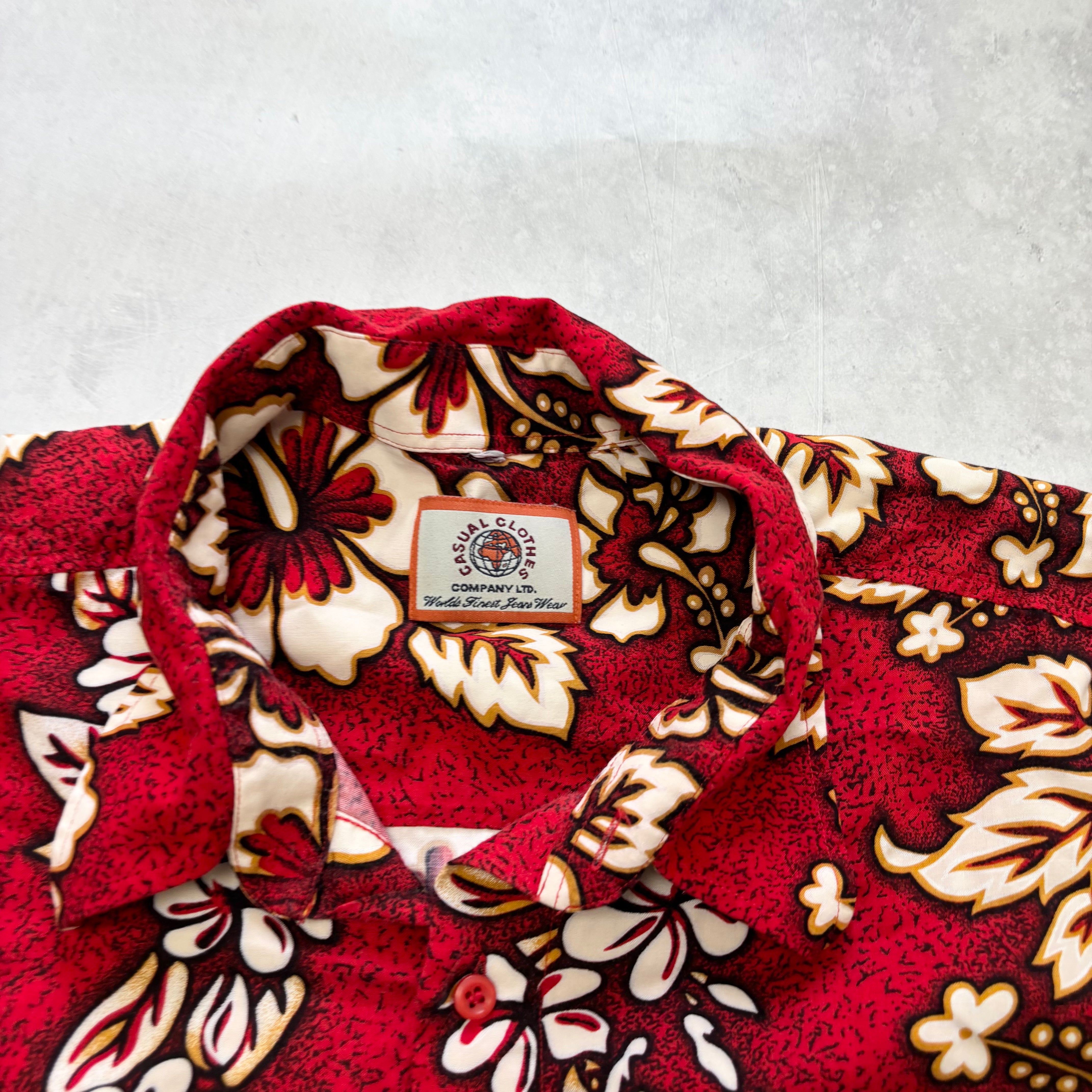 Hawaiian Shirt Mens 4XL Red Floral Aloha Short Sleeve Flowers (E)