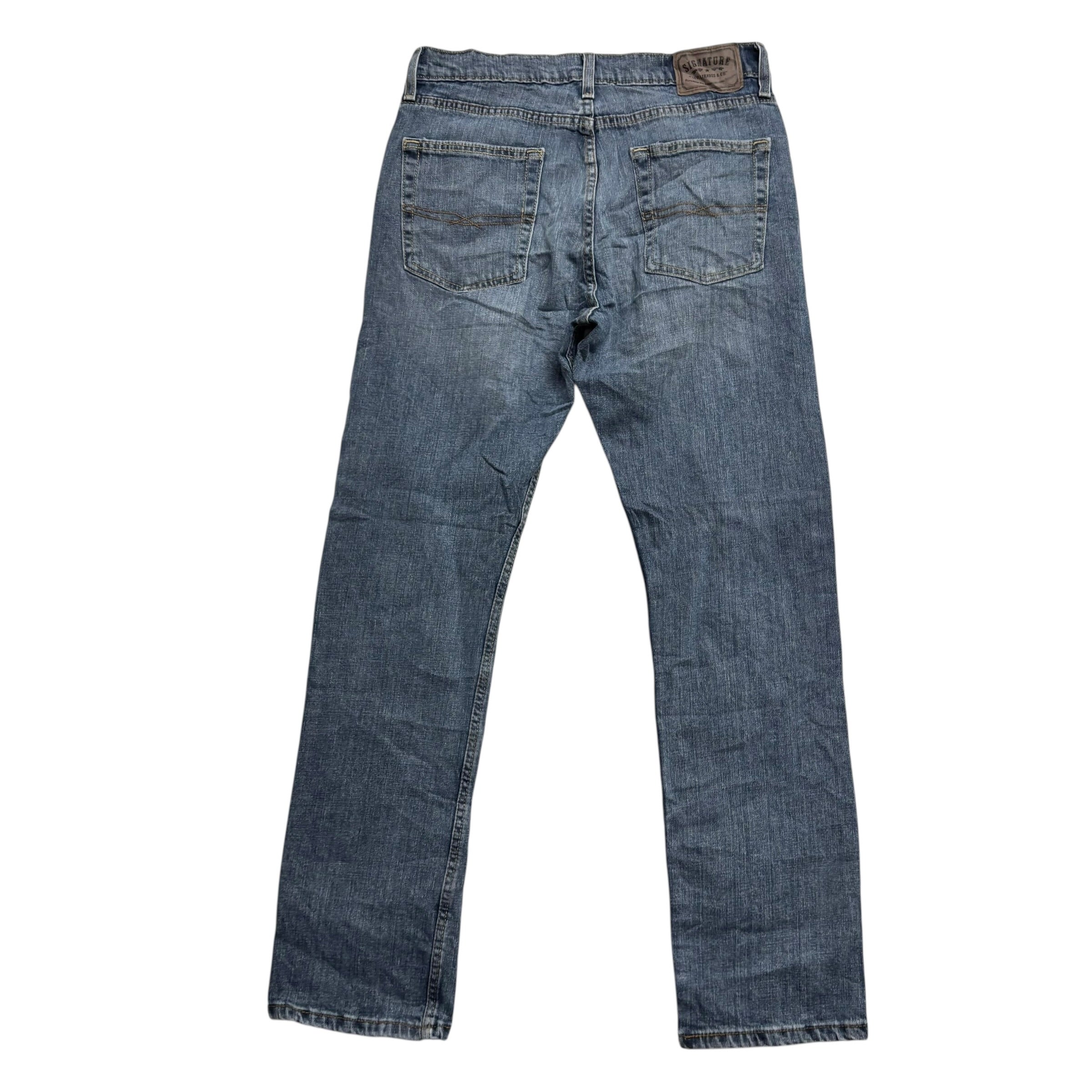 Levis Signature Jeans W33 L32 Mens Mid Blue Slim Straight Fit Stretch (E)