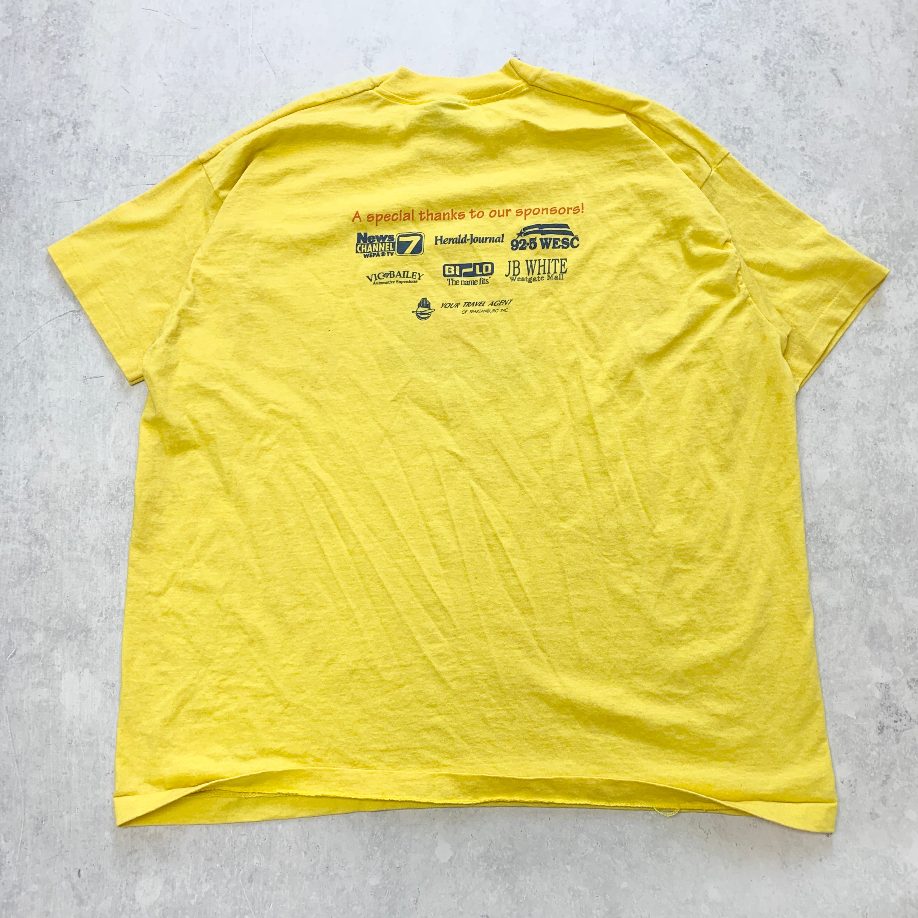 Vintage T Shirt Mens XXL Yellow Single Stitch Graphic Print 90s USA