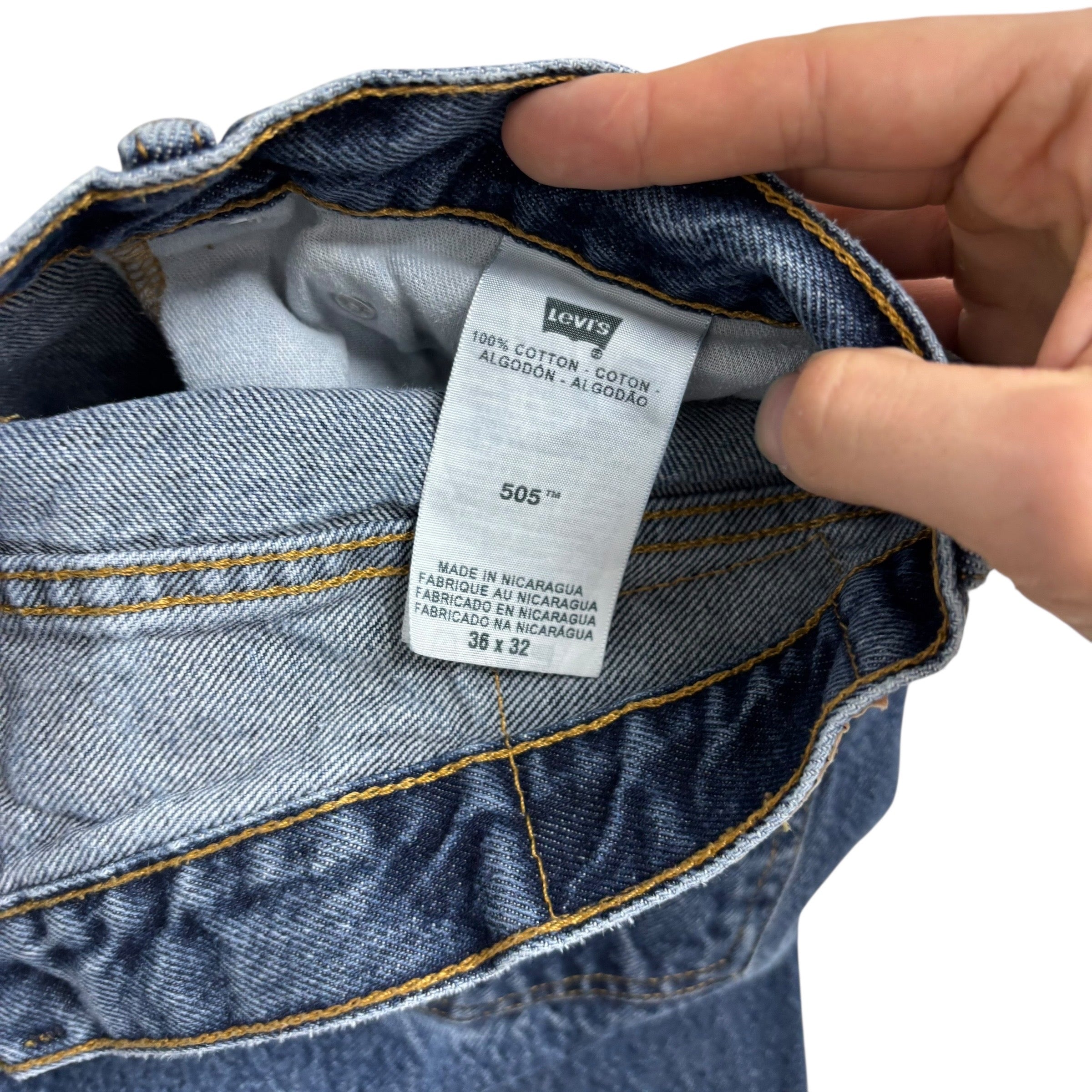 Levis 505 Jeans W35 L31 Mens Mid Blue Regular Straight Fit Vintage Denim (F)