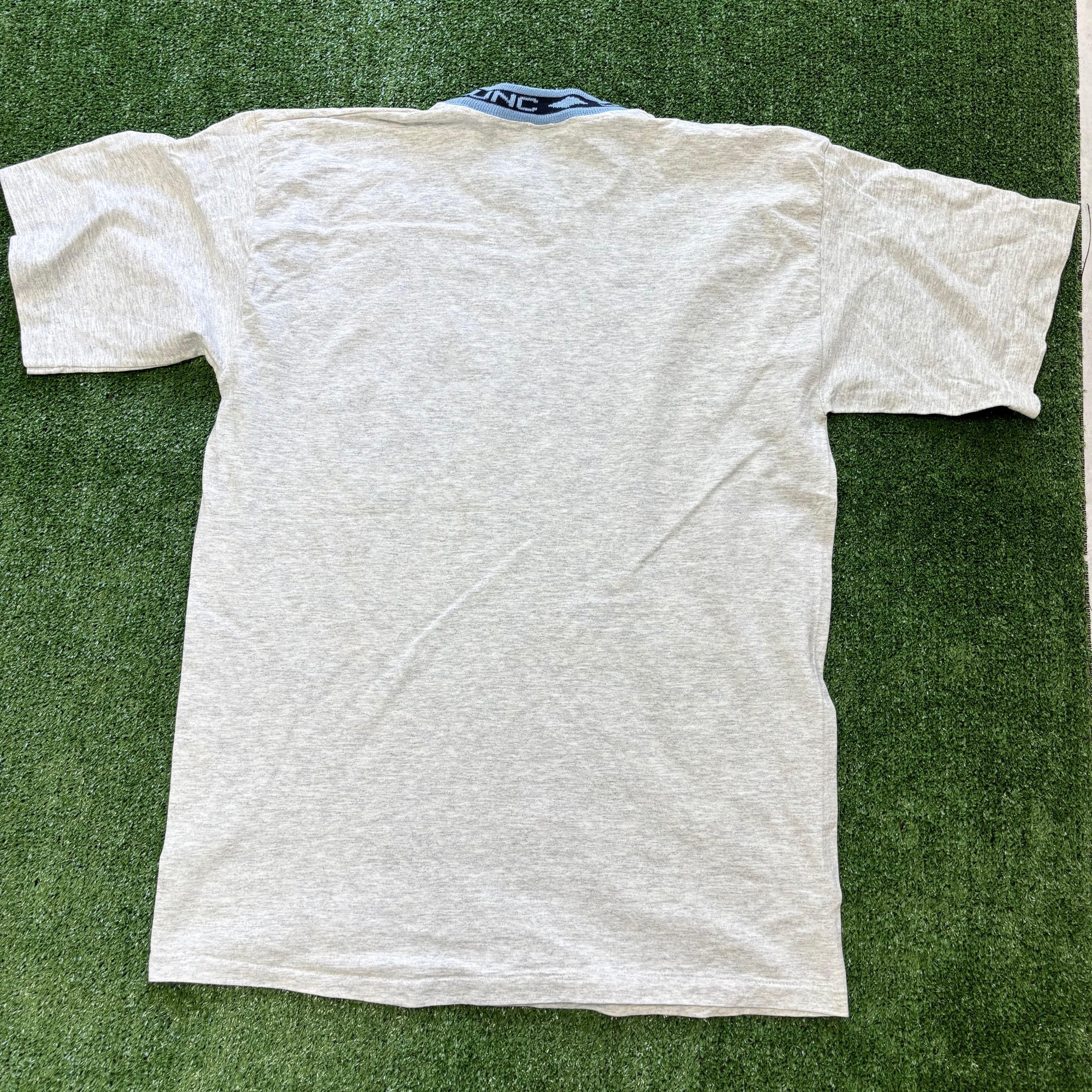 Vintage T Shirt Mens Large Grey Single Stitch Graphic Print 90s College (E)