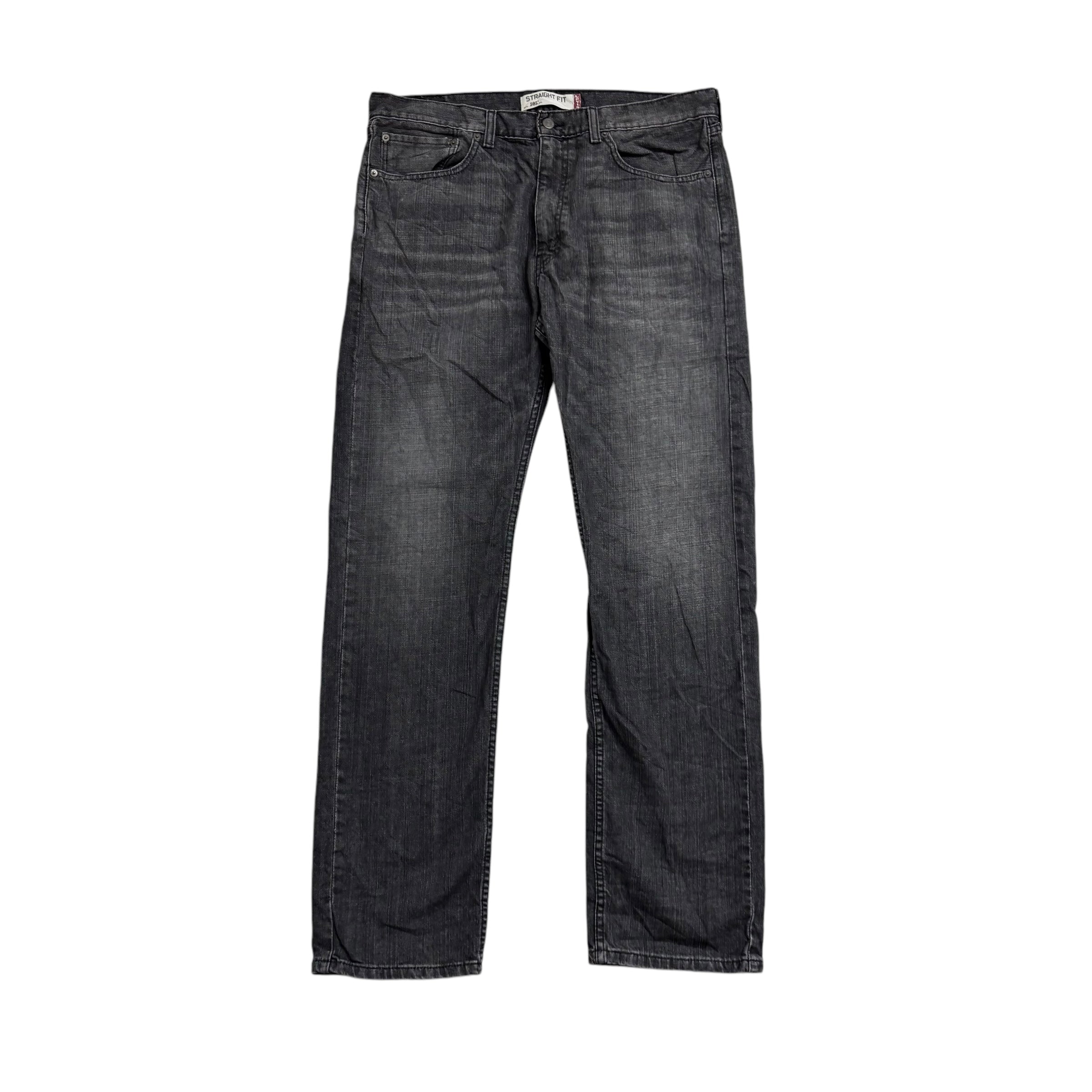 Levis 505 Jeans W36 L34 Mens Black Regular Straight Fit Vintage Denim (E)