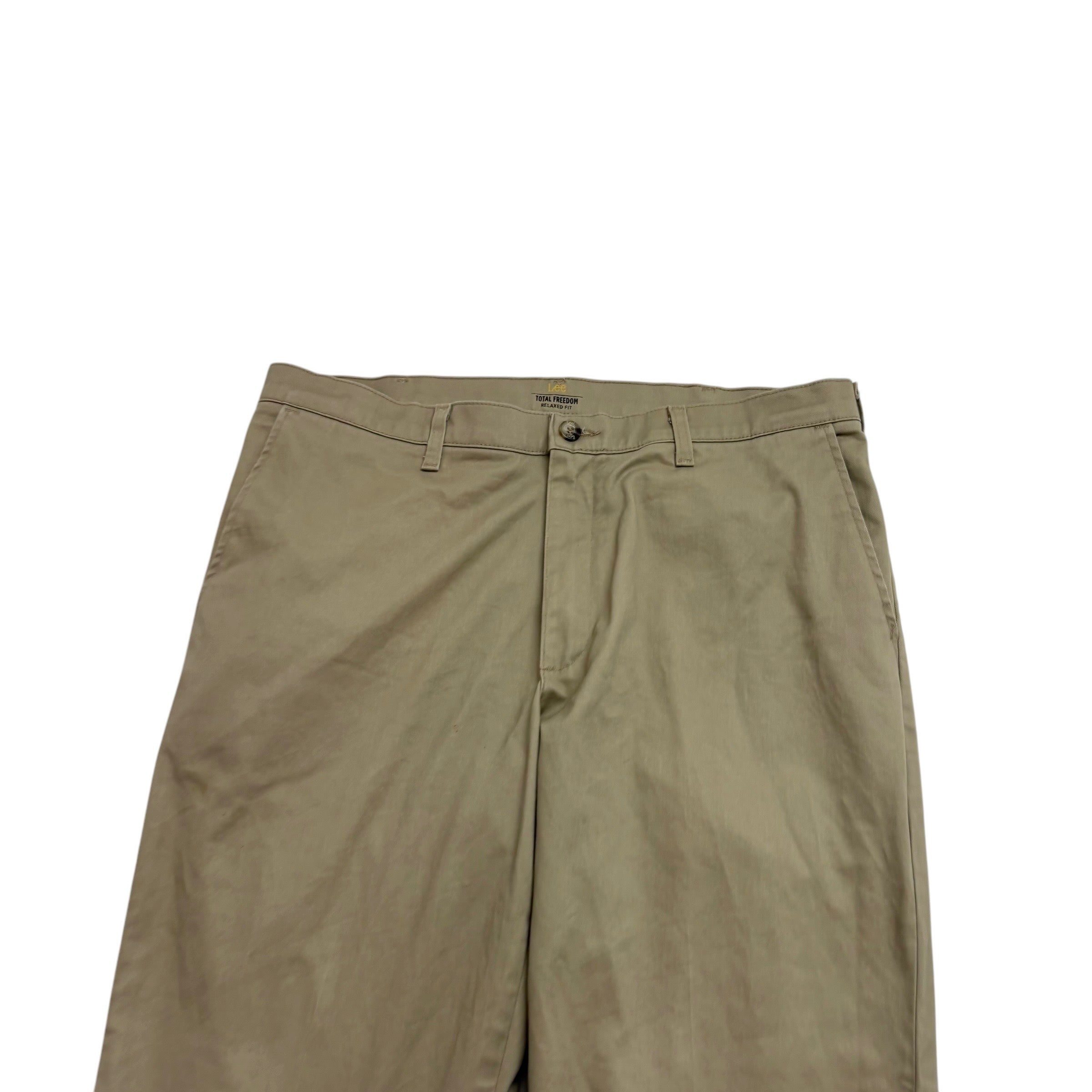 Lee Trousers W36 L30 Mens Khaki Relaxed Fit Total Freedom Pants