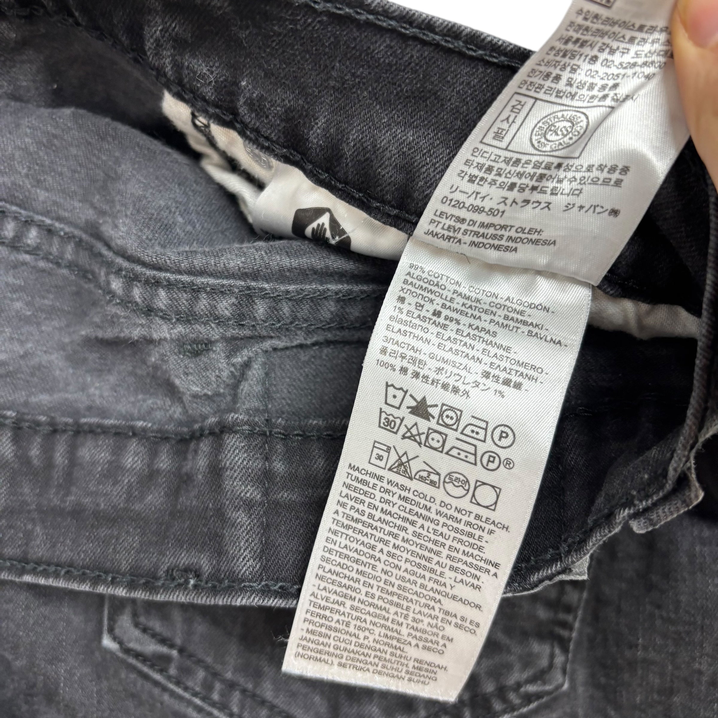 Levis 502 Jeans W36 L28 Mens Black Regular Tapered Fit Stretch Denim (F)