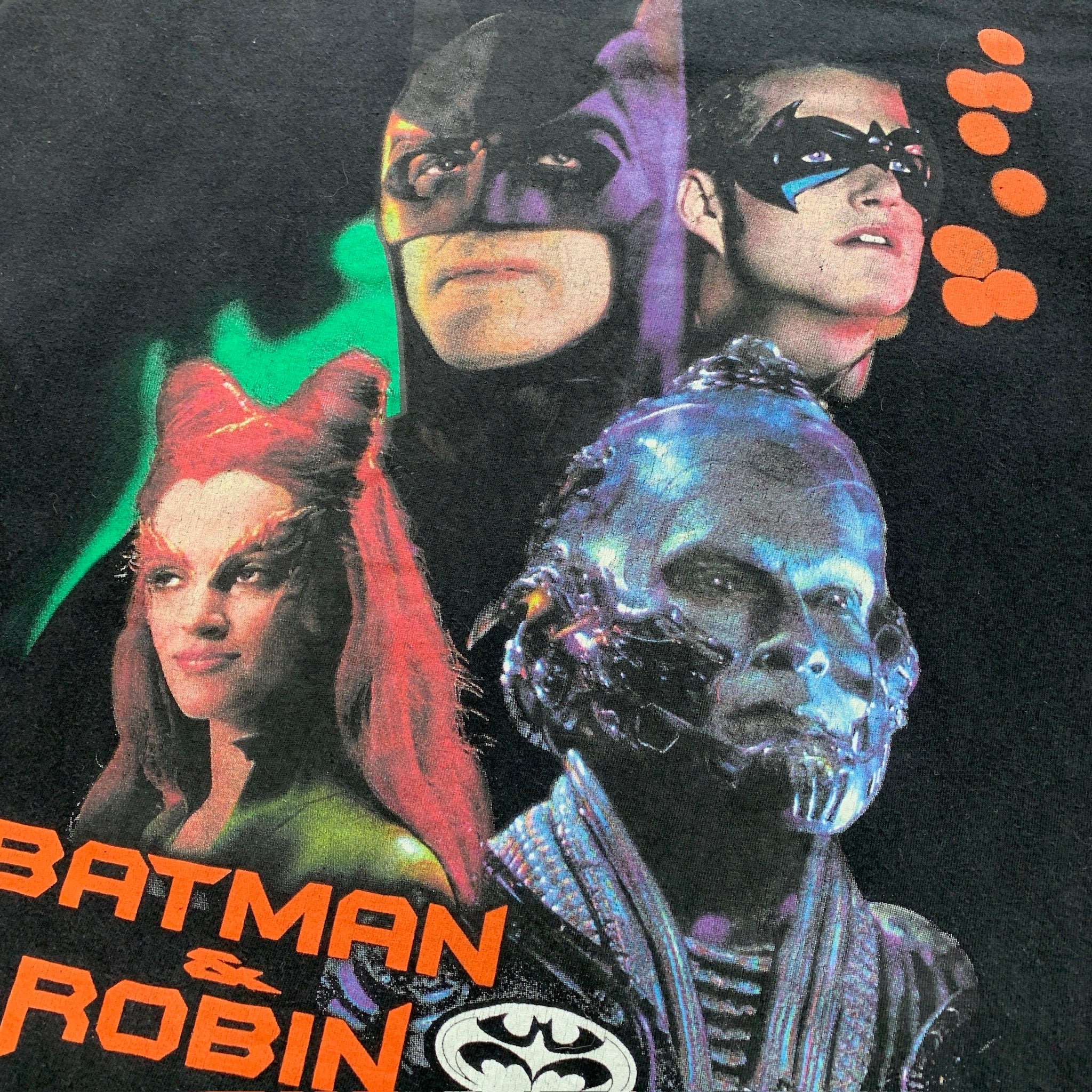 Vintage T Shirt Mens XL Black Batman and Robin Movie Promo 90s Film DC Comics