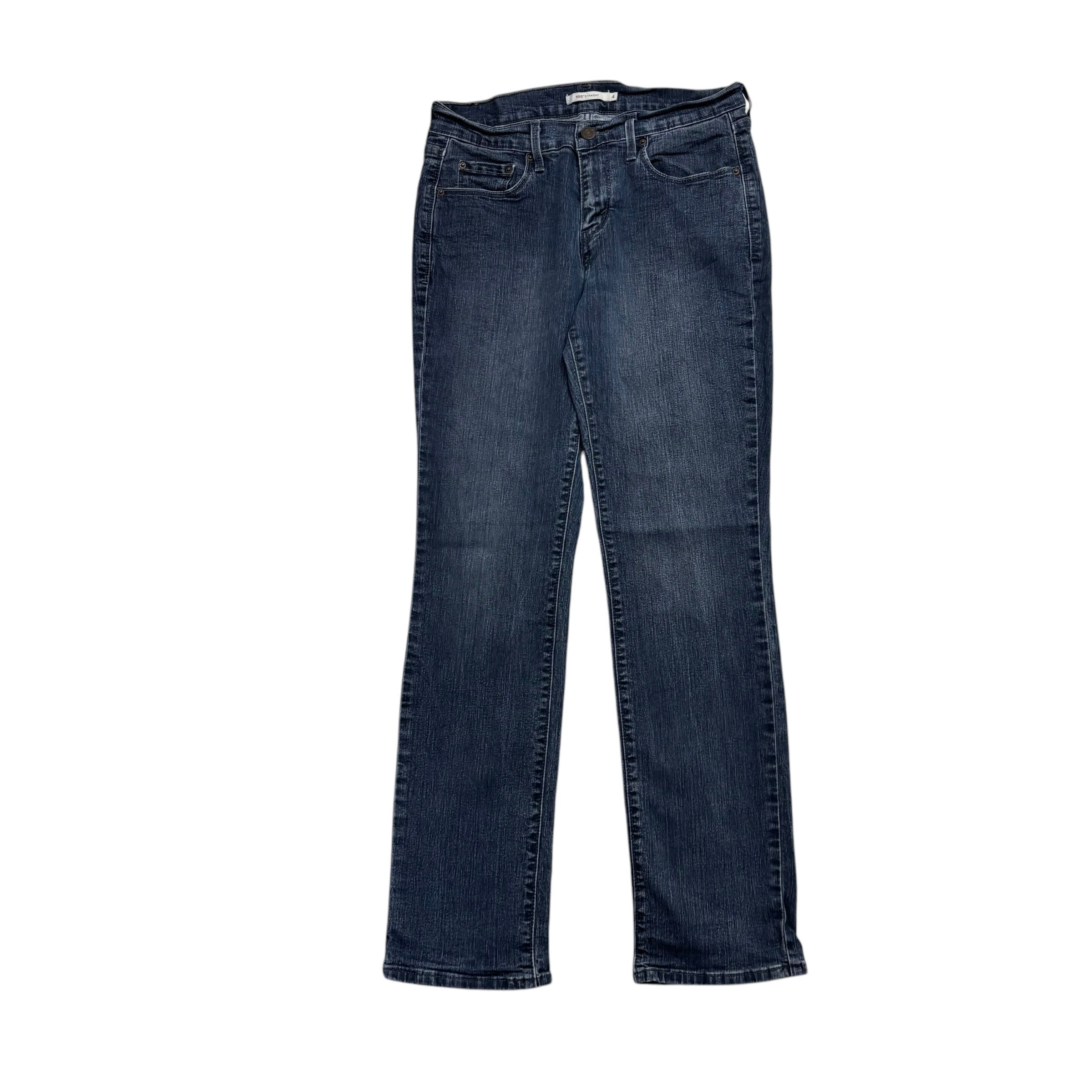 Levis 505 Jeans W27 L30 Womens Navy Blue Regular Straight Fit Stretch Denim (E)
