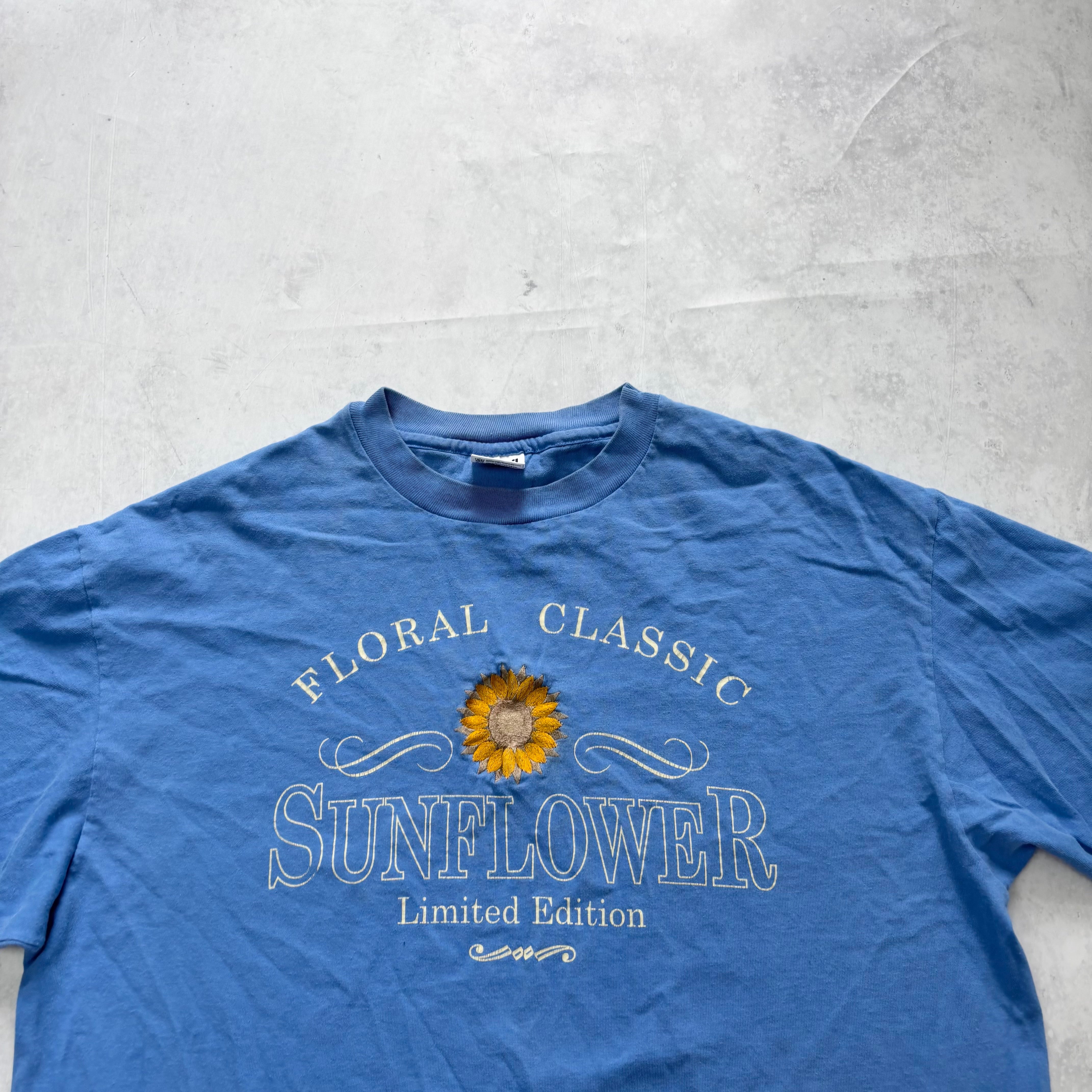 Vintage T Shirt Mens Large Blue Single Stitch Graphic Print 90s