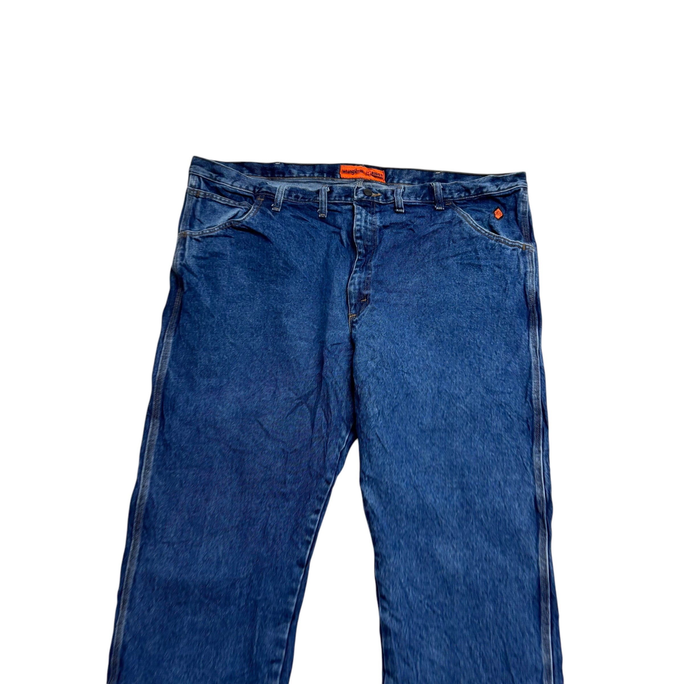 Wrangler Jeans W46 L32 Mens Mid Blue Relaxed Straight Fit Denim (E)