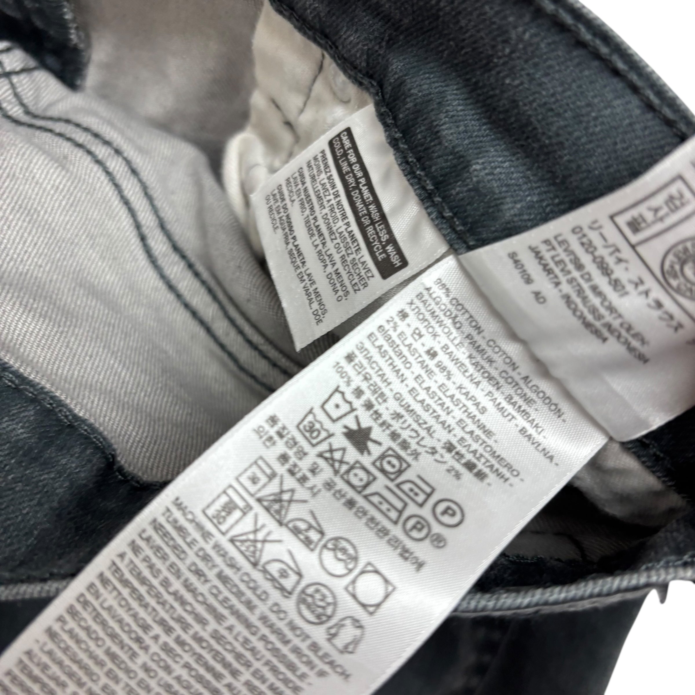 Levis 569 Jeans W34 L35 Mens Grey Baggy Relaxed Straight Fit Stretch Denim (E)