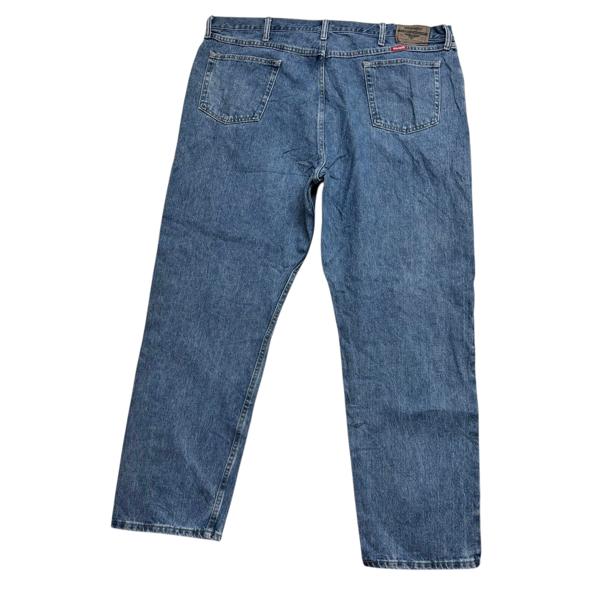 Wrangler Jeans W44 L32 Mens Mid Blue Relaxed Straight Fit Denim (E)