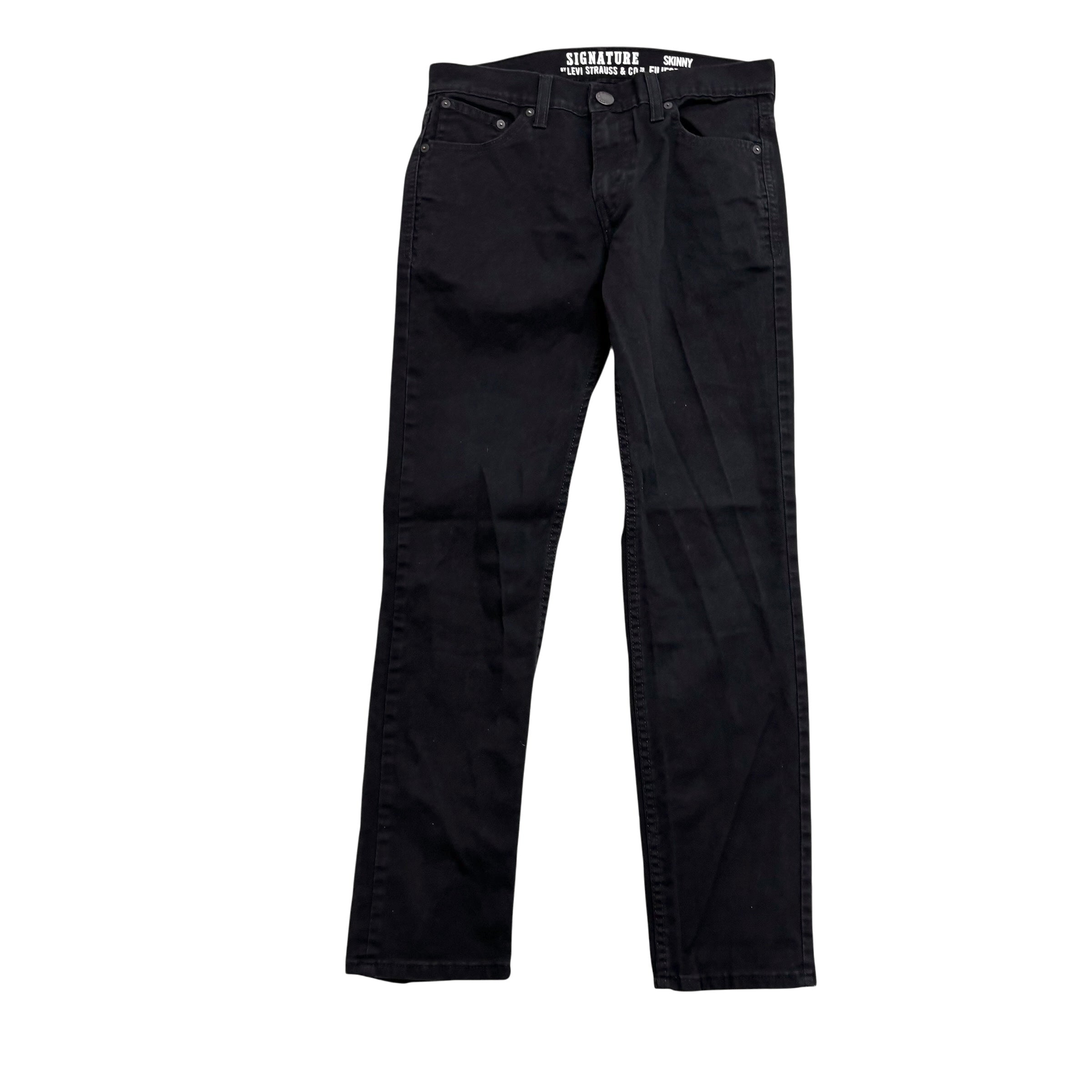 Levis Signature Jeans W29 L30 Mens Black Skinny Fit Stretch Vintage Denim (E)