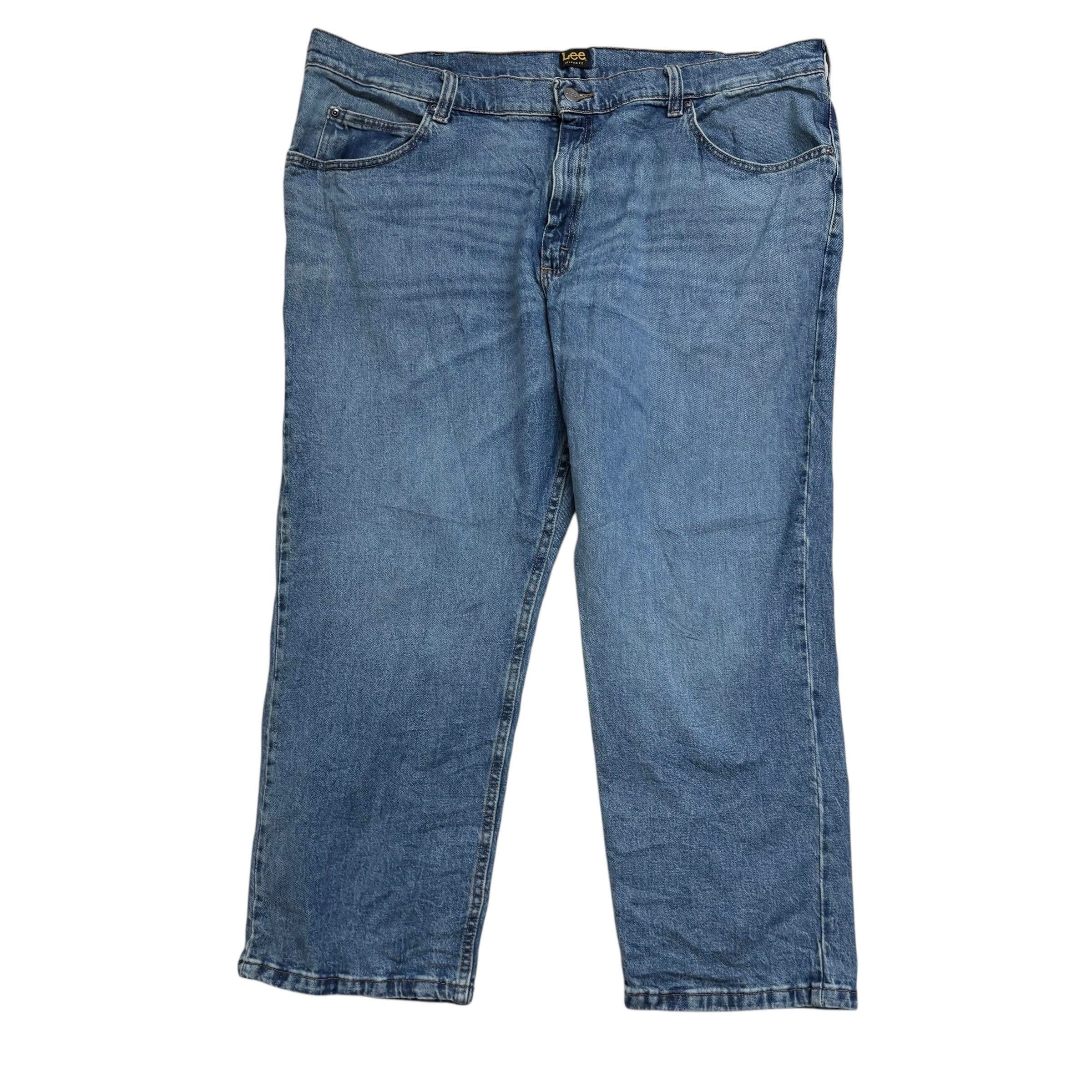 Lee Jeans W46 L28 Mens Mid Blue Relaxed Straight Fit Stretch Denim