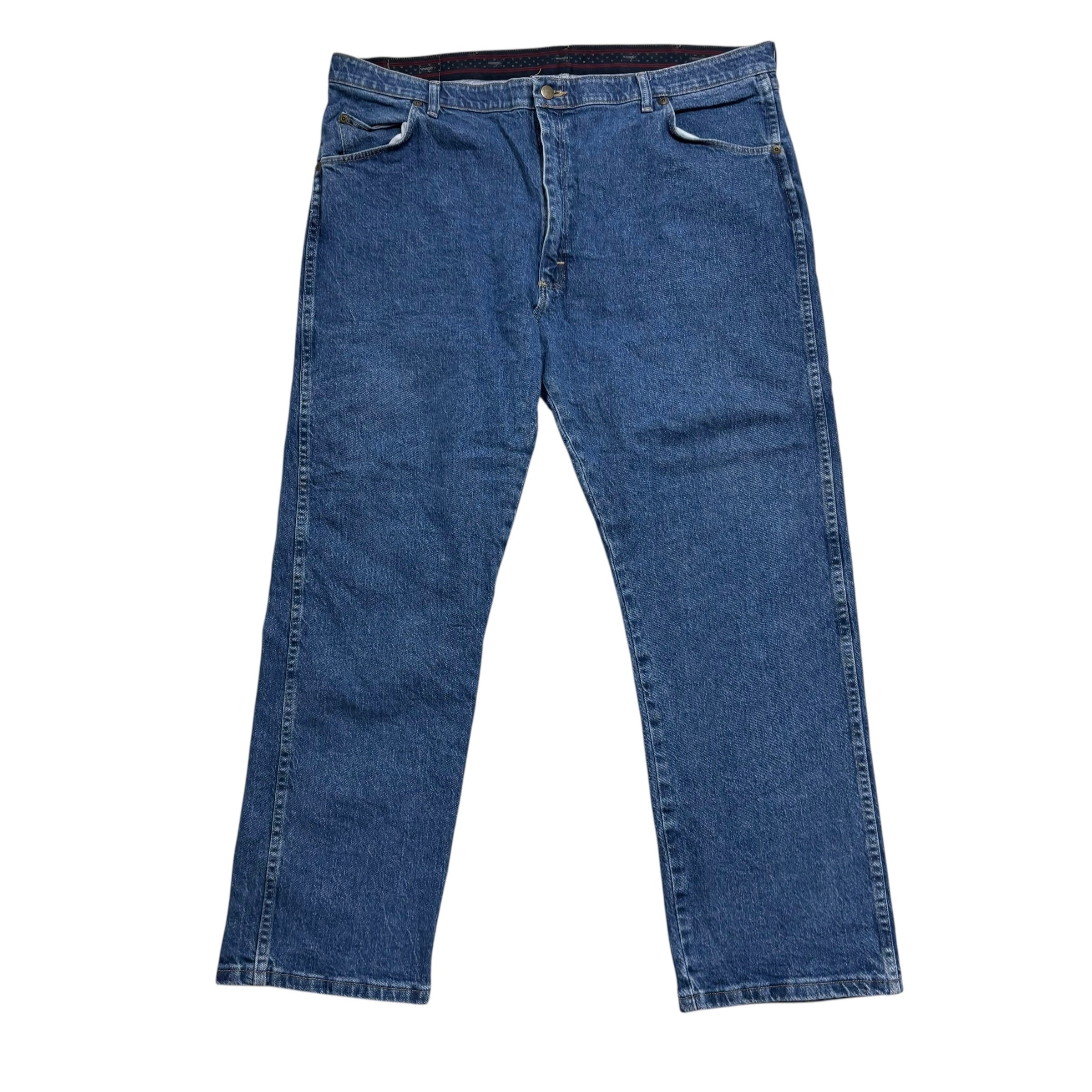 Wrangler Jeans W42 L29 Mens Mid Blue Regular Straight Fit Stretch Denim (E)