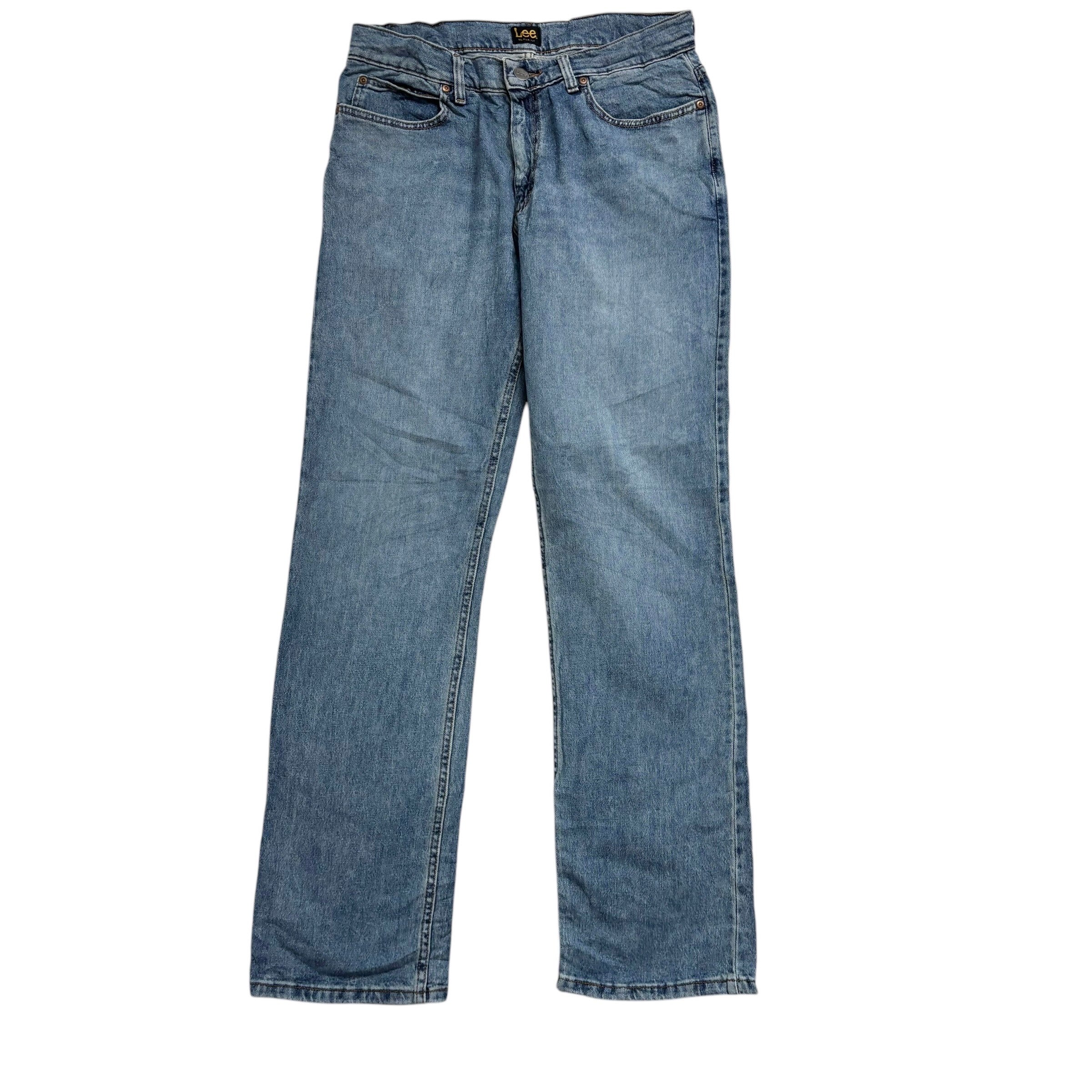 Lee Jeans W32 L32 Mens Mid Blue Regular Straight Fit Stretch Denim (E)