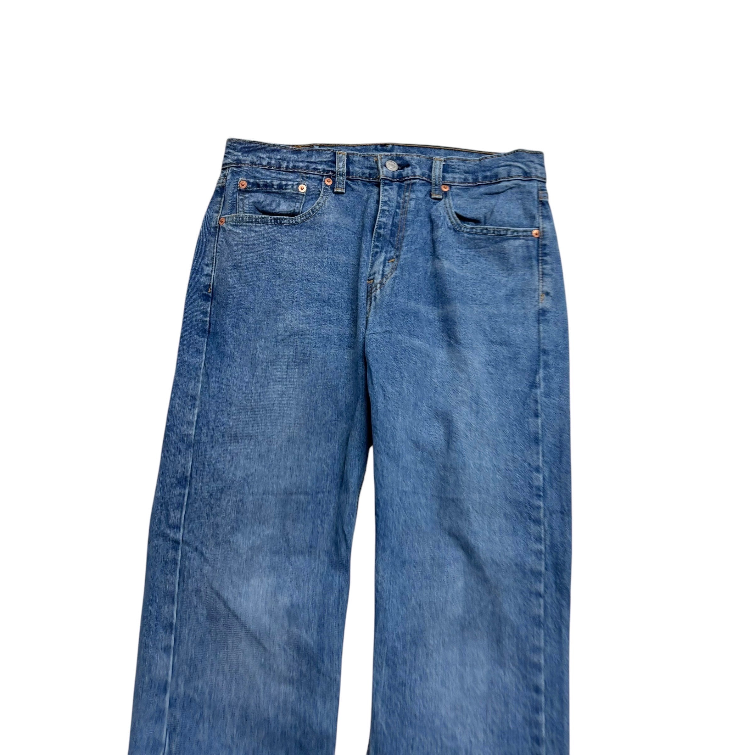 Levis 505 Jeans W32 L25 Mens Mid Blue Regular Straight Fit Stretch Denim (E)