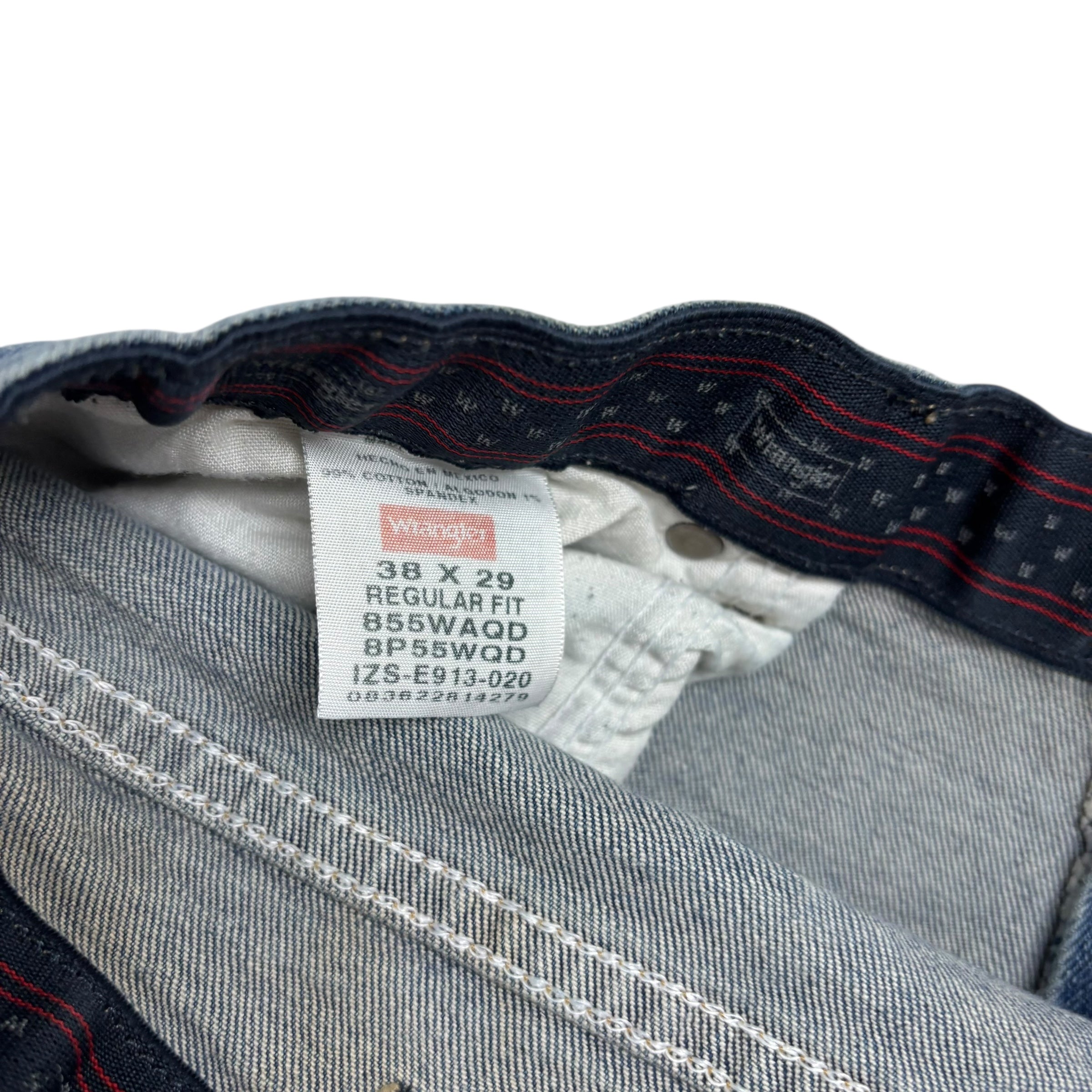 Wrangler Jeans W38 L29 Mens Mid Blue Regular Straight Fit Stretch Denim