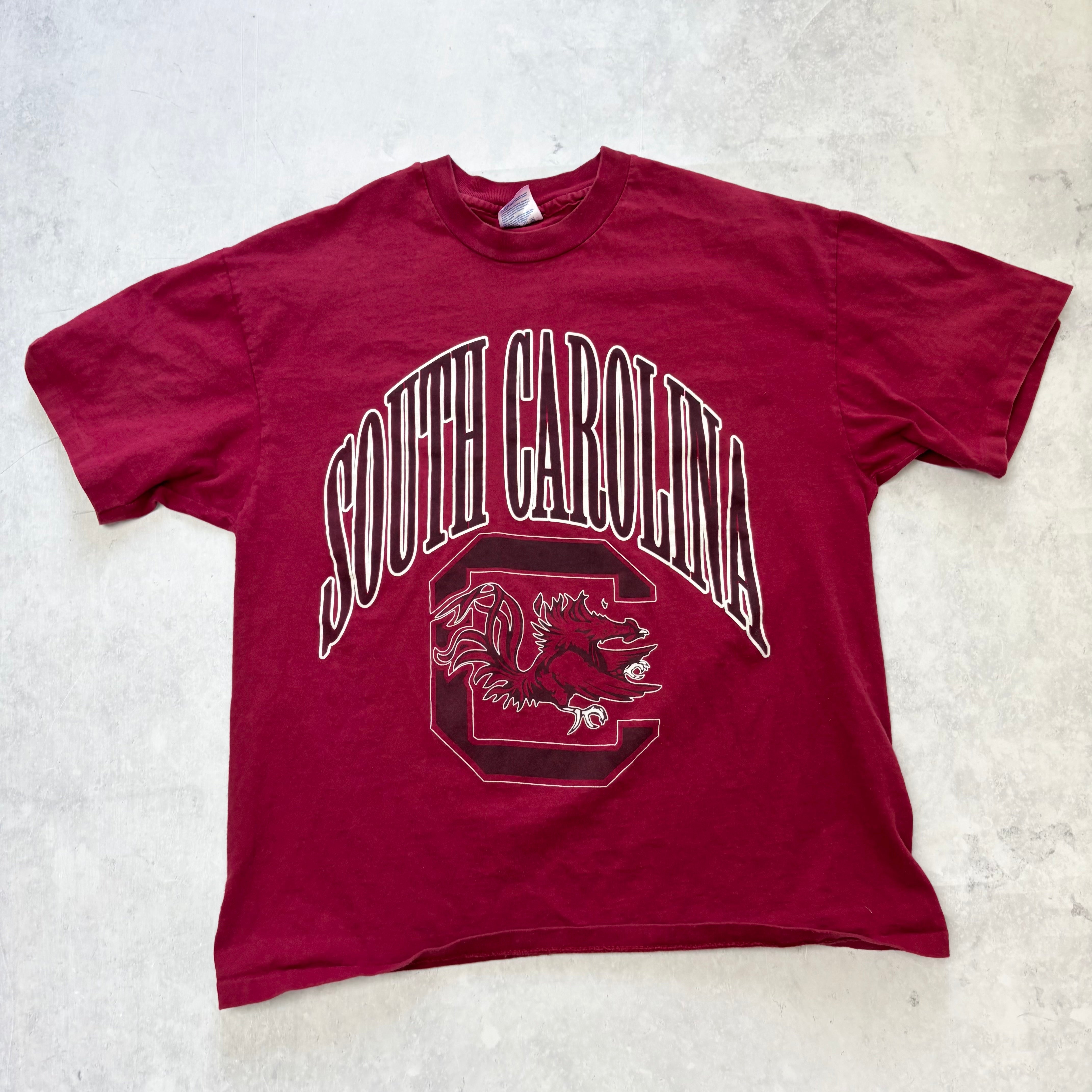 Vintage T Shirt Mens XL Burgundy Single Stitch Graphic Print 90s College (E)