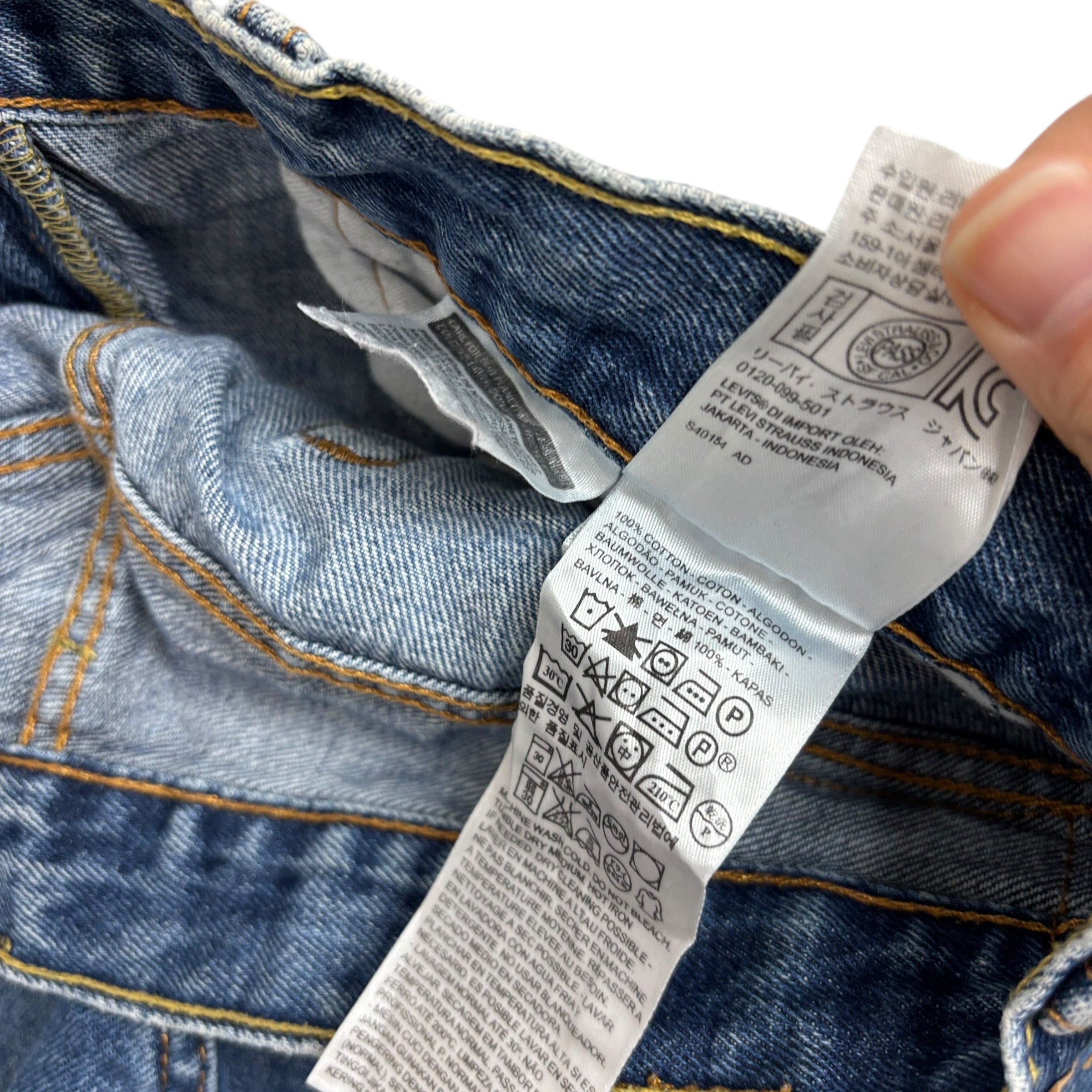 Levis 505 Jeans W32 L34 Mens Mid Blue Regular Straight Fit Denim (E)