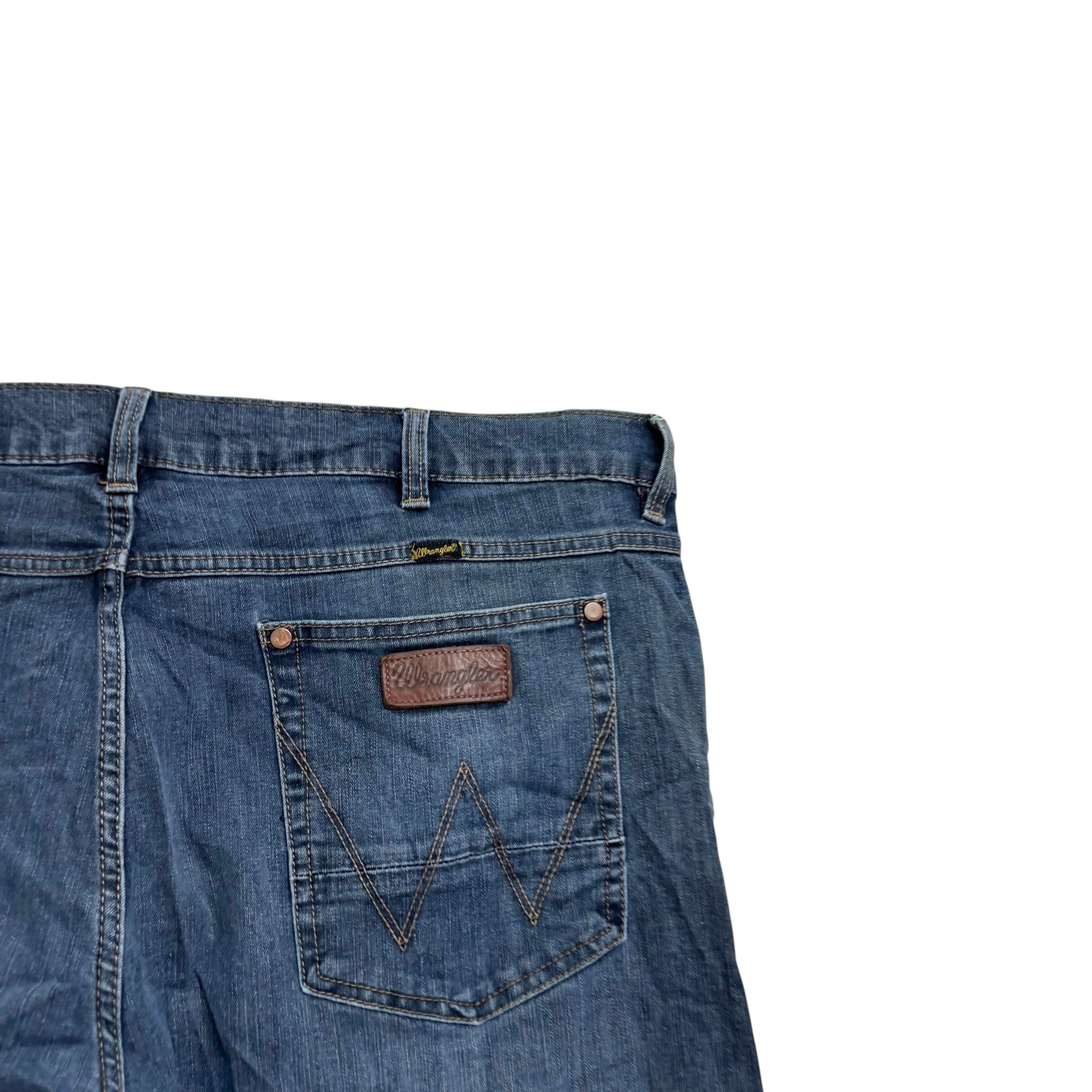 Wrangler Jeans W40 L30 Mens Mid Blue Slim Straight Fit Stretch Denim