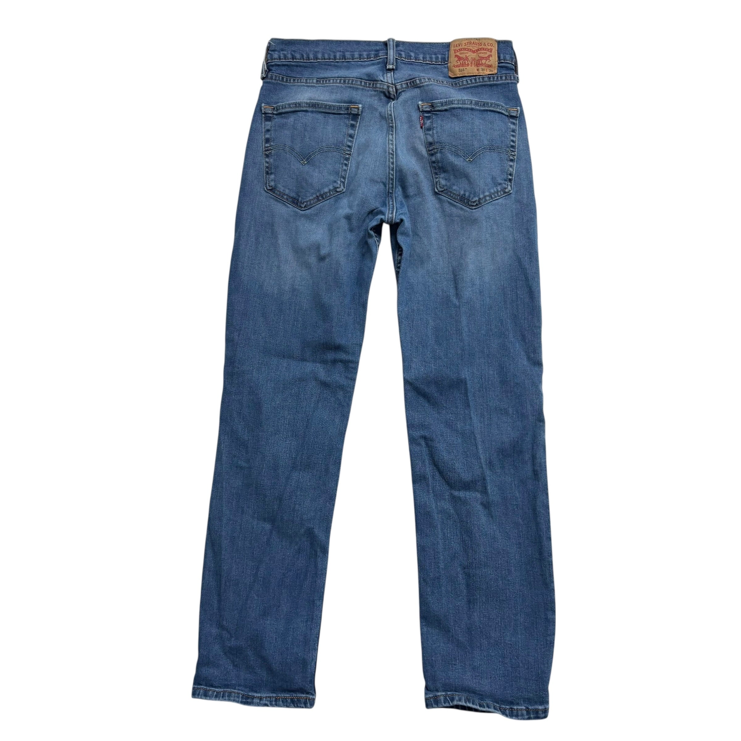 Levis 514 Jeans W31 L30 Mens Mid Blue Regular Straight Fit Stretch Denim (E)