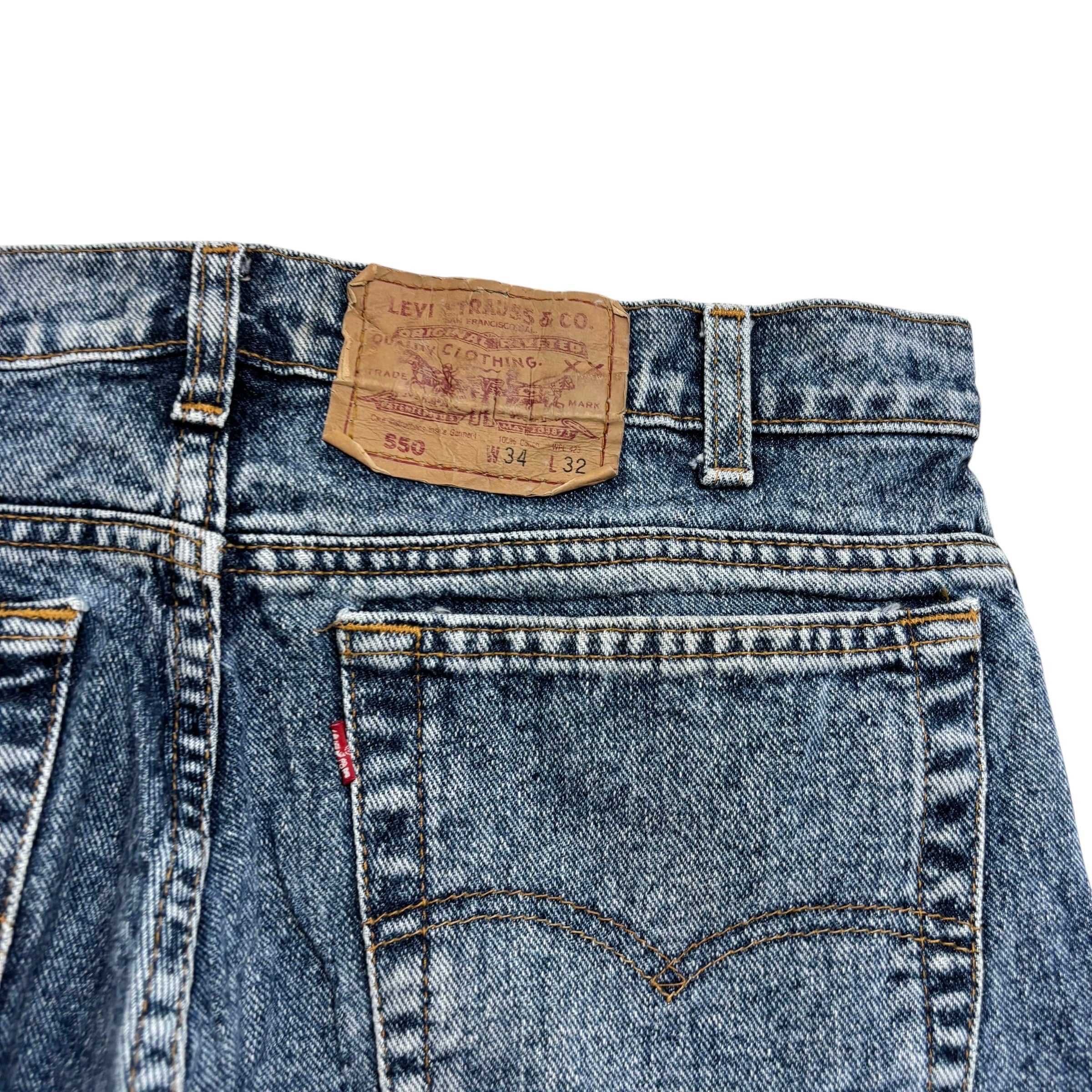 Levis 550 Jeans W33 L32 Mens Mid Blue Relaxed Tapered Fit Vintage Denim