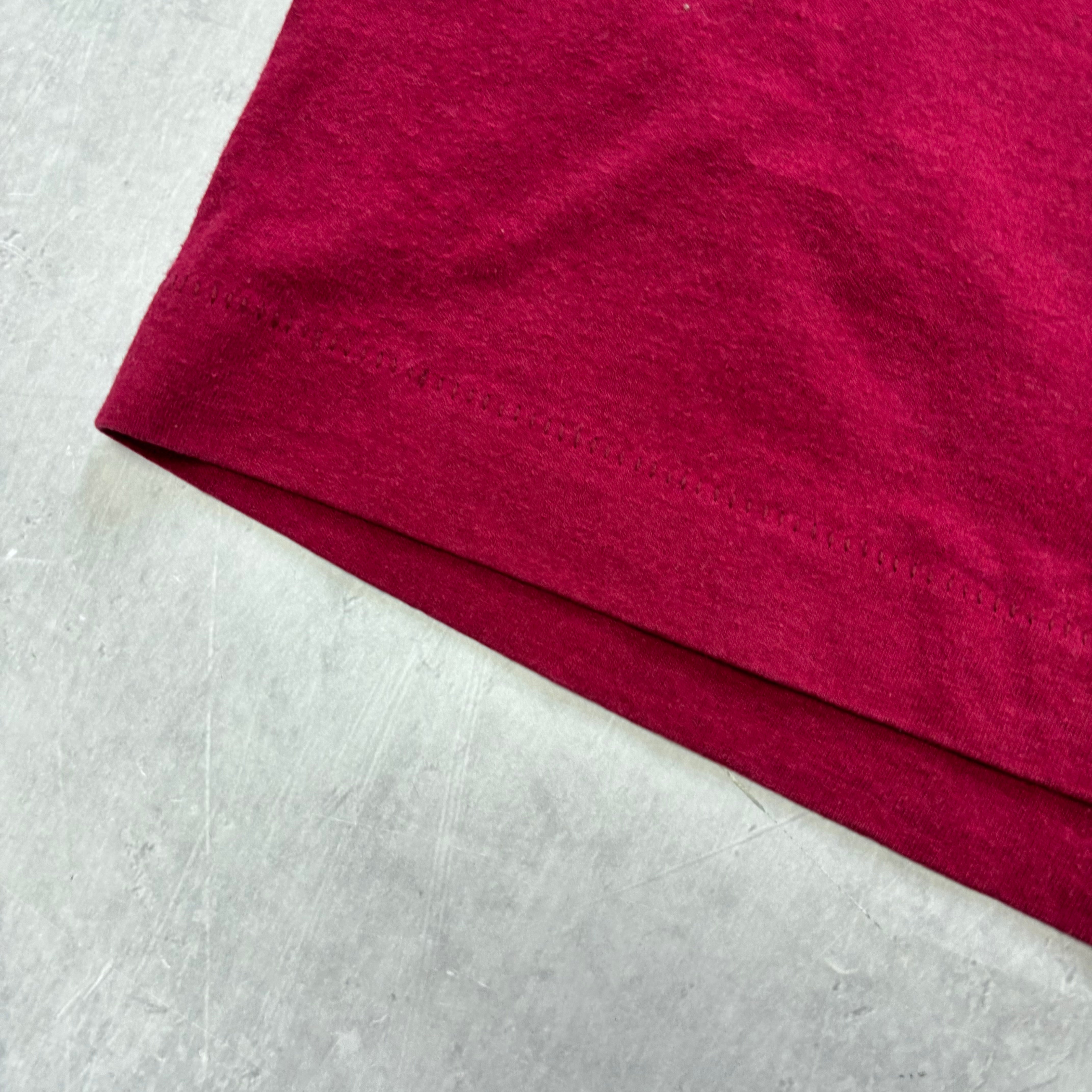 Vintage T Shirt Mens Large Burgundy Single Stitch Graphic Print 90s College (E)