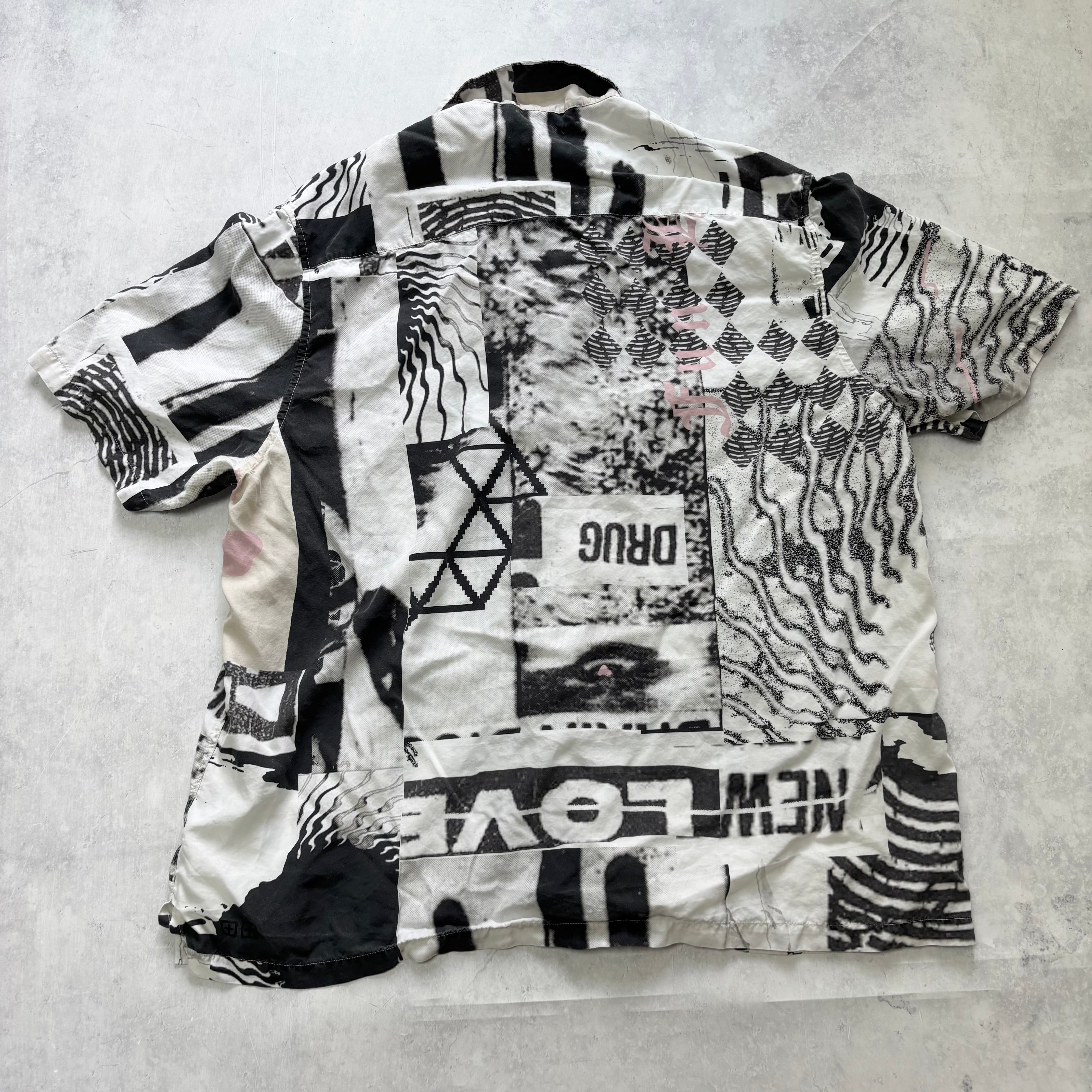 Ksubi Shirt Mens XXL White Funky Rave Short Sleeve Lyocell (E)