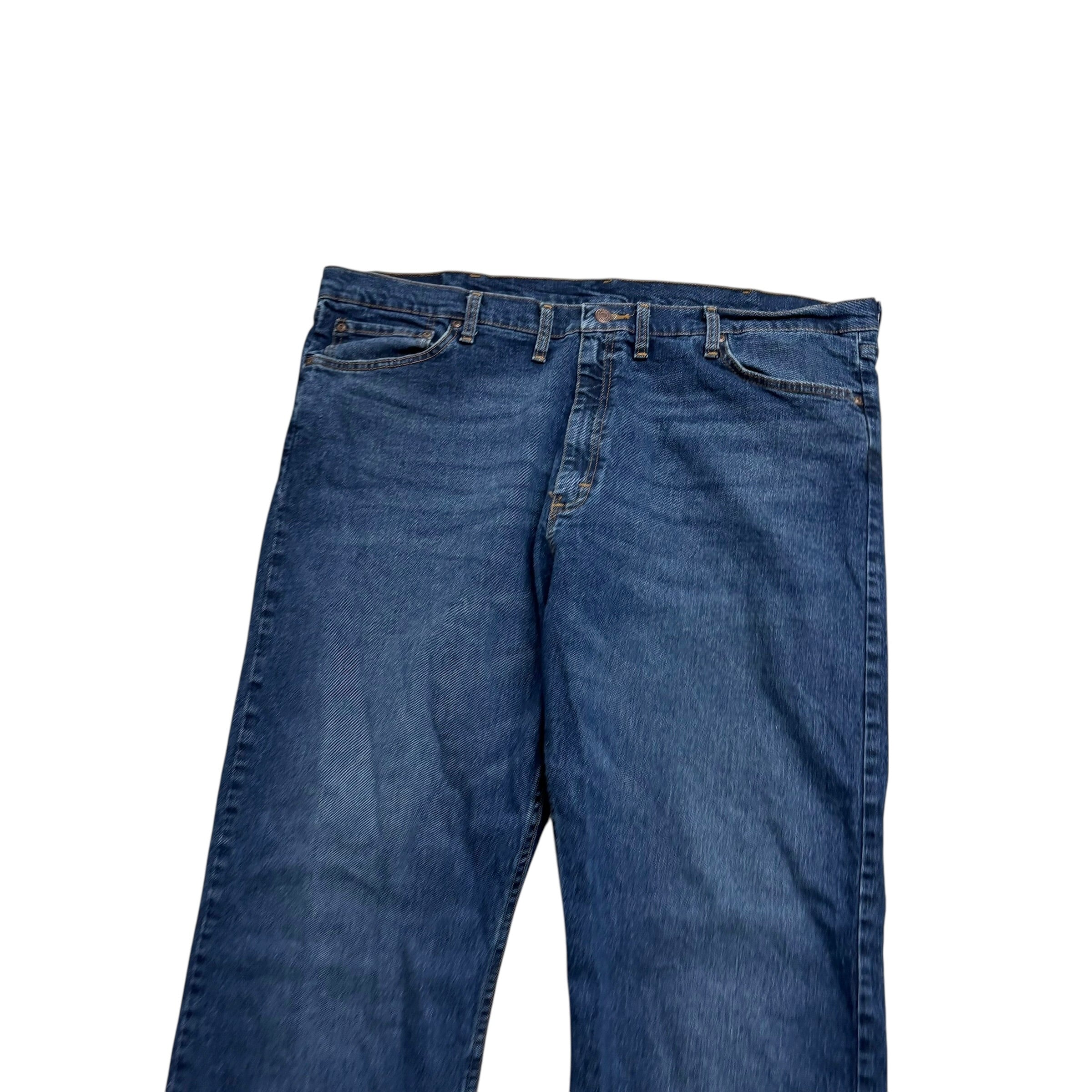 Wrangler Jeans W44 L30 Mens Dark Blue Relaxed Straight Fit Stretch Denim (E)