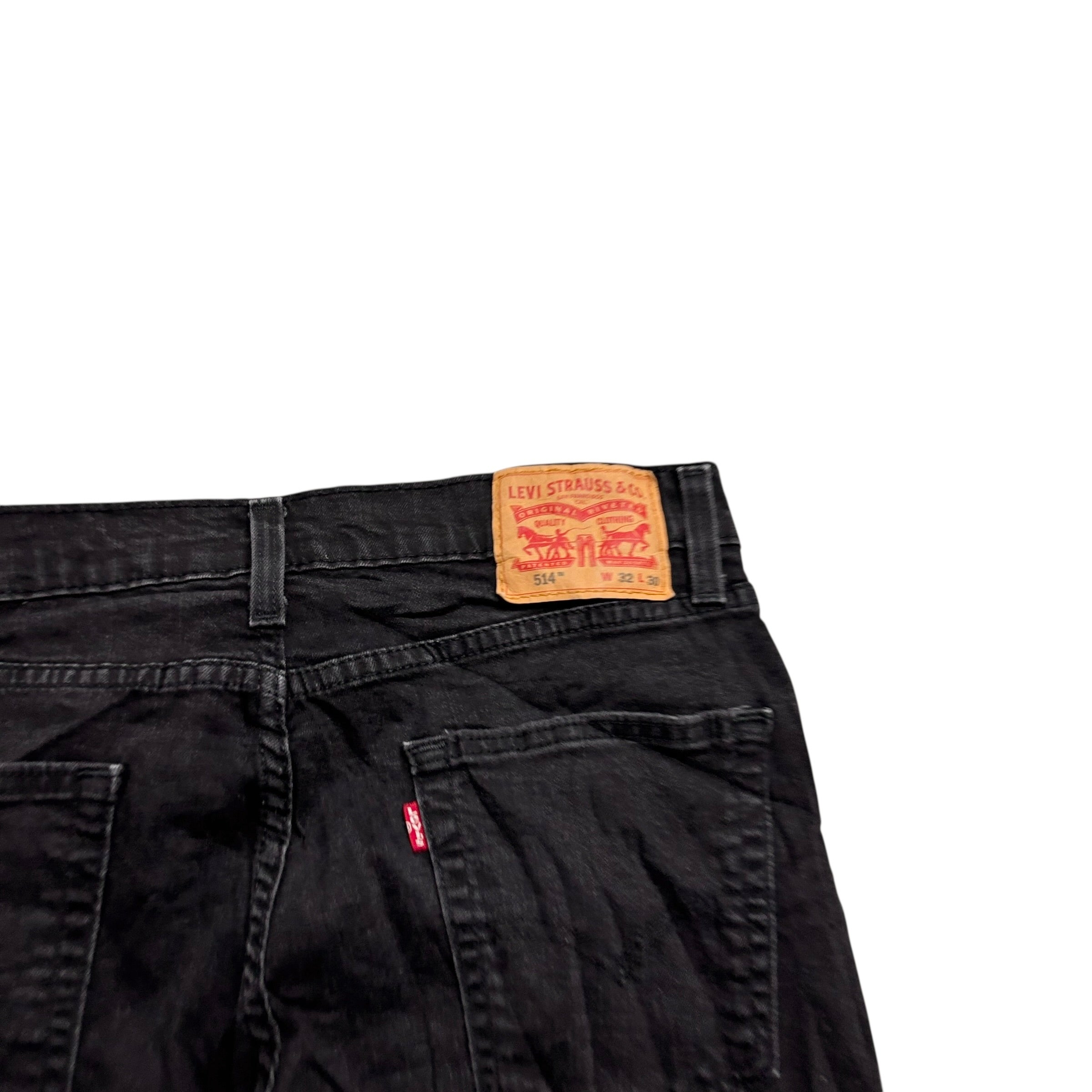 Levis 514 Jeans W32 L30 Mens Black Regular Straight Fit Stretch Denim (E)