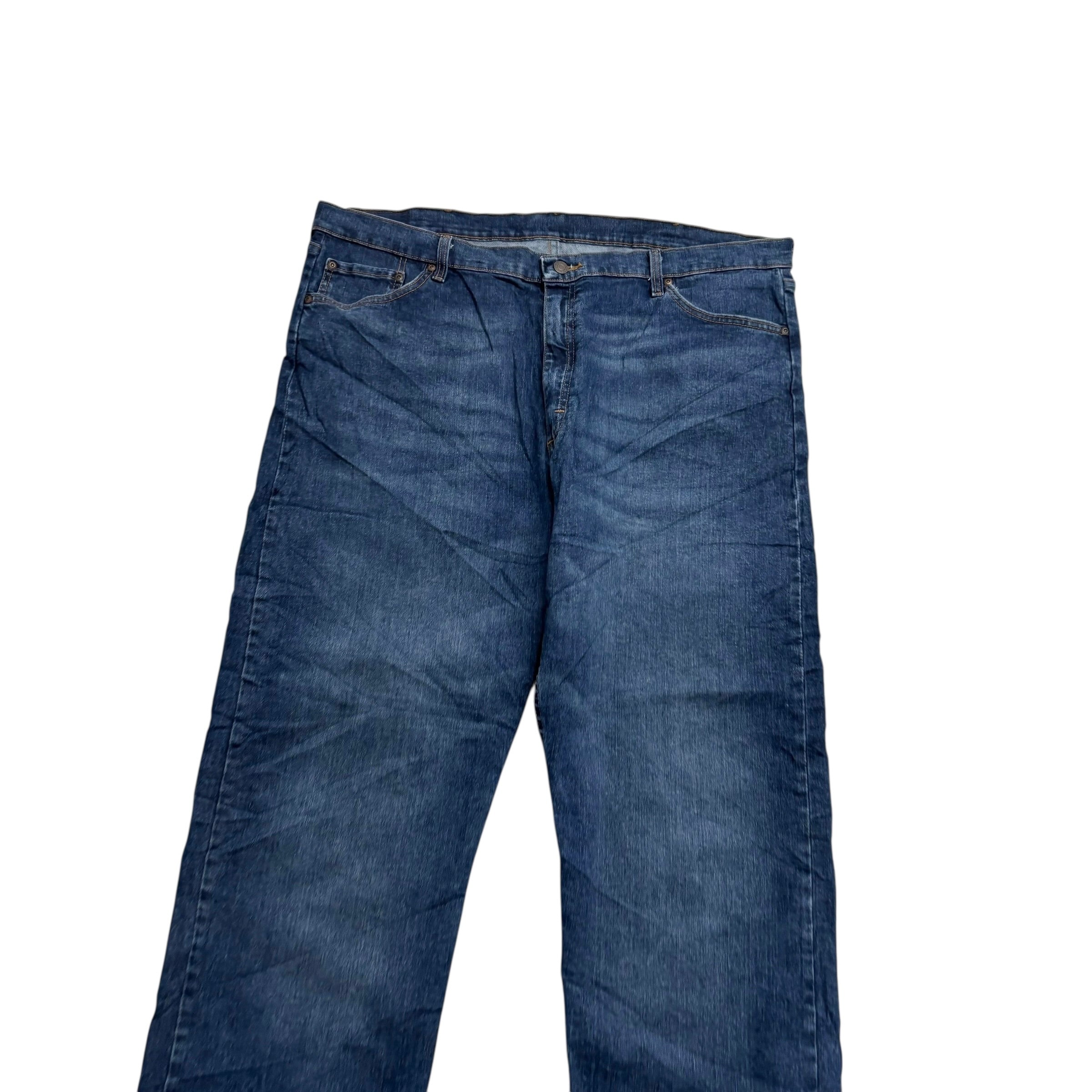 Wrangler Jeans W42 L32 Mens Dark Blue Relaxed Straight Fit Stretch Denim (E)